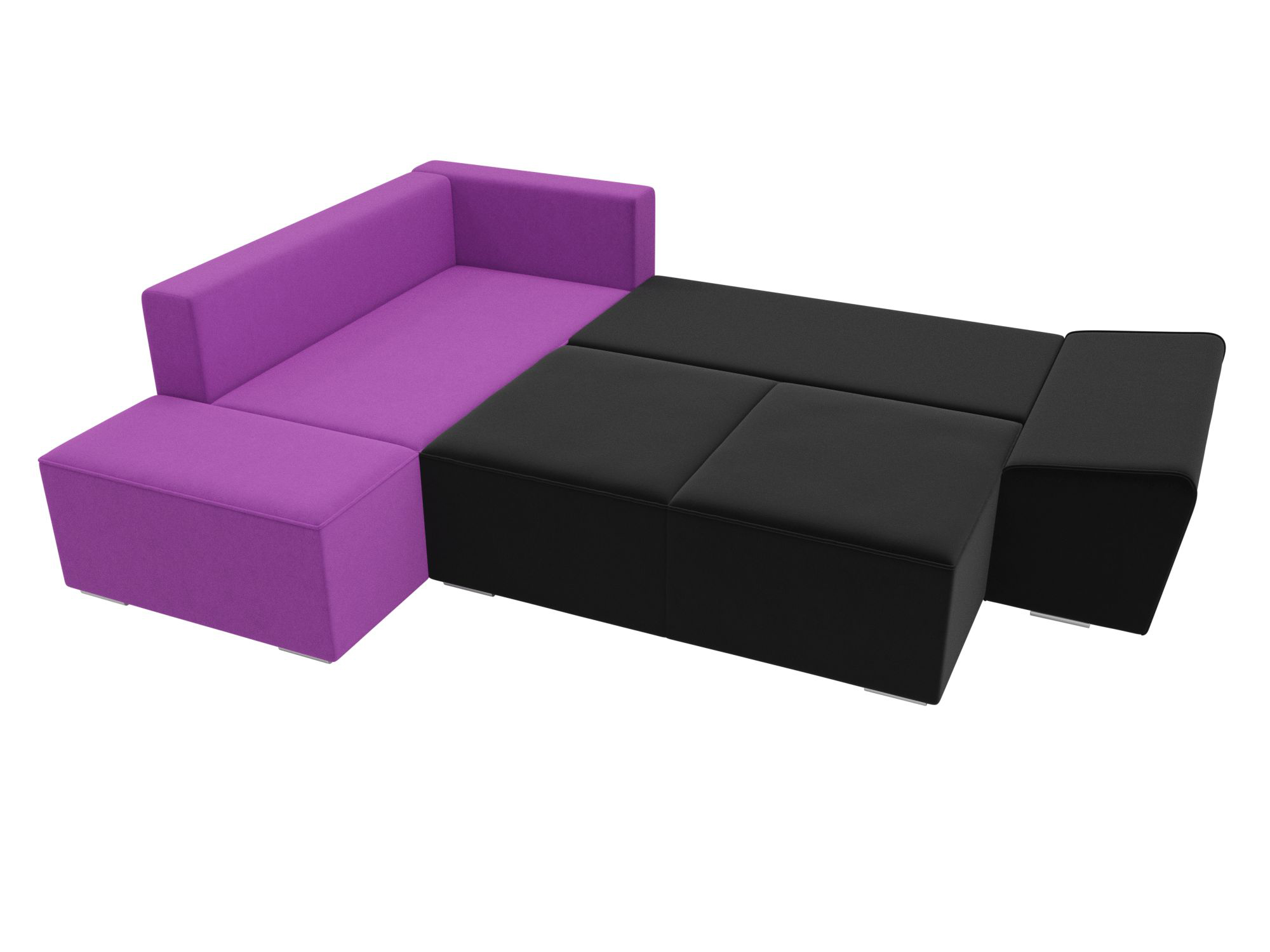 Угловой диван Хьюго левый угол (Черный\Фиолетовый)