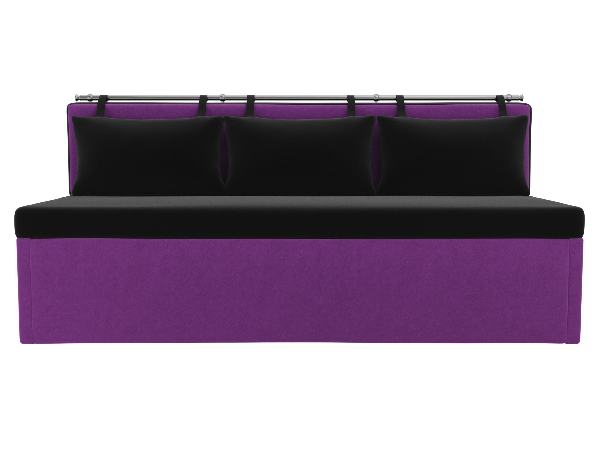 Кухонный прямой диван Метро (Черный\Фиолетовый)