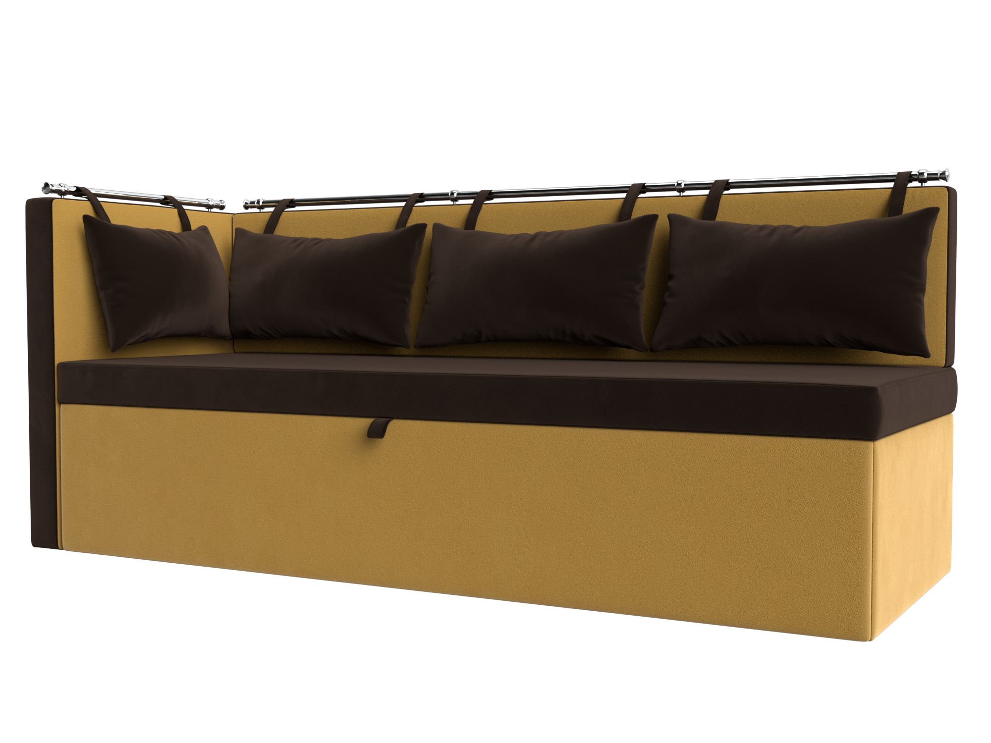 Кухонный диван Метро с углом слева (Коричневый\Желтый)