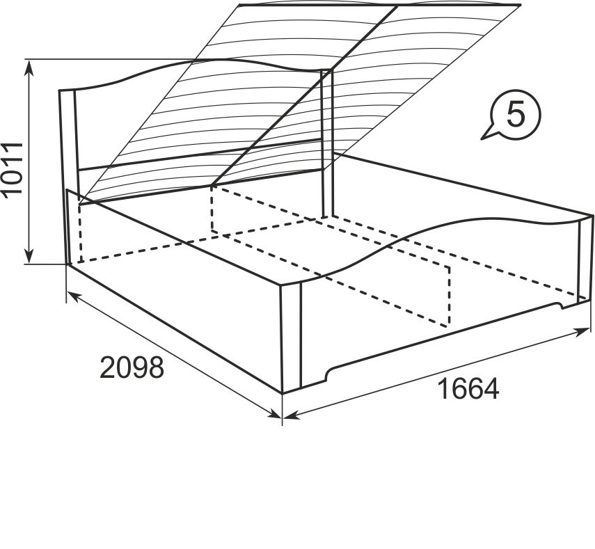 Кровать 160х200 см с подъемным механизмом, без матраса Виктория 05
