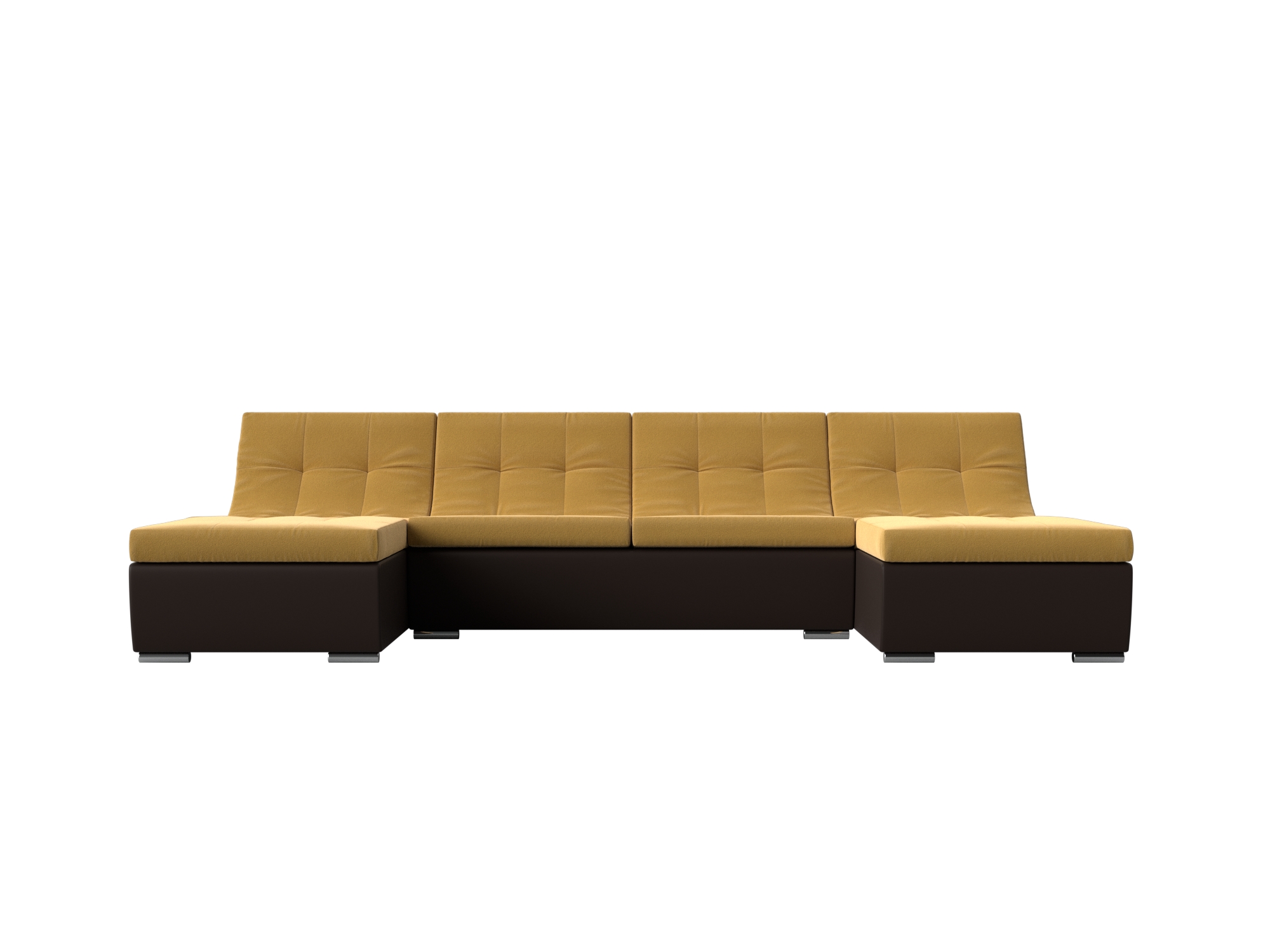 П-образный модульный диван Монреаль (Желтый\коричневый)
