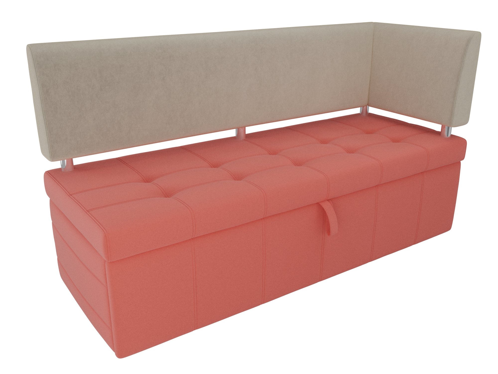 Кухонный прямой диван Стоун с углом правый (Коралловый\Бежевый)