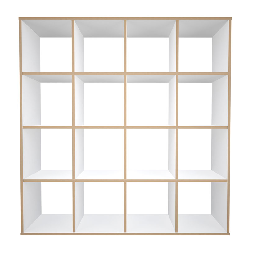 Стеллаж Polini Home Smart Кубический 16 секции, белый, эффект фанеры