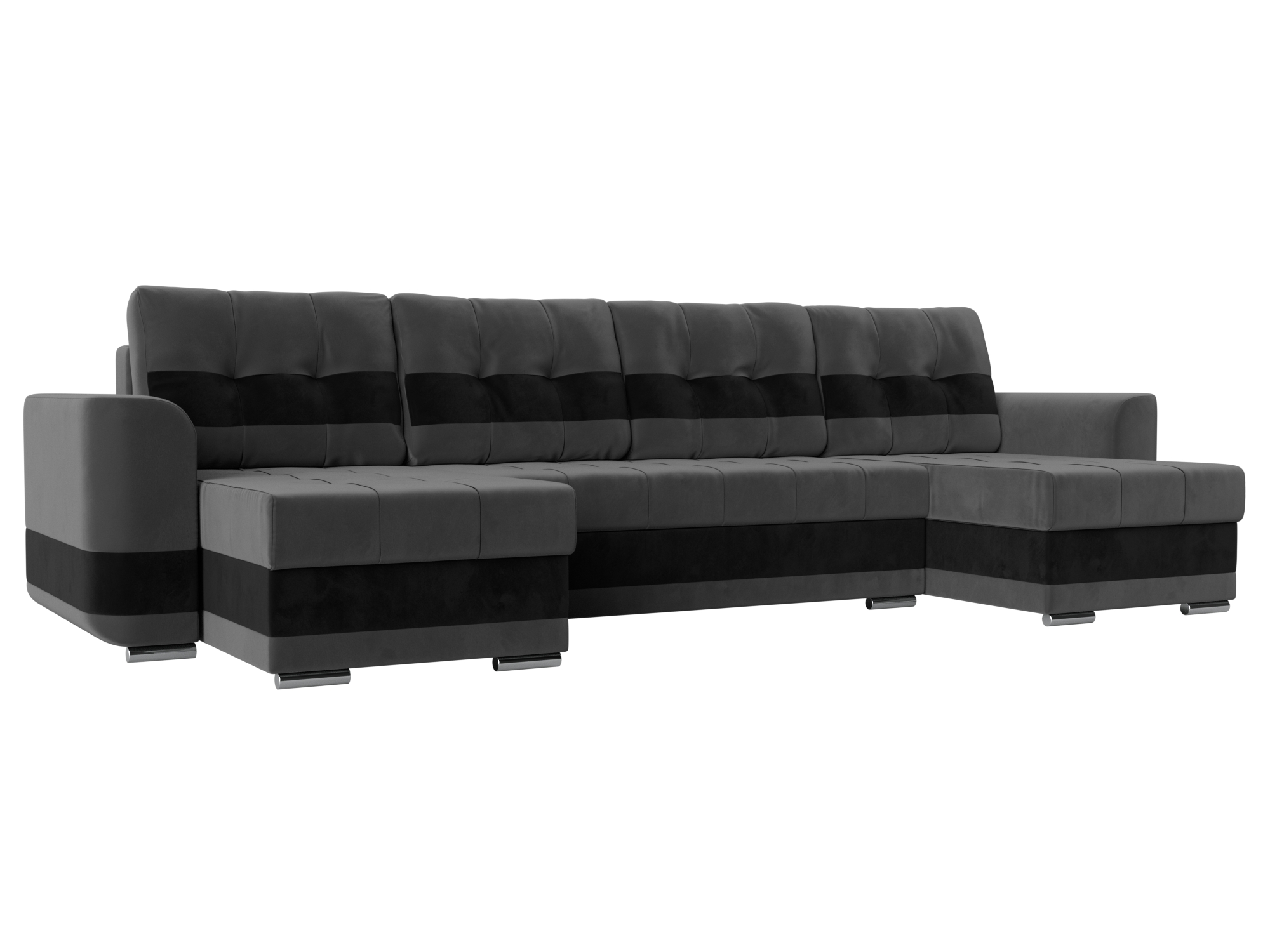 П-образный диван Честер (Серый\черный)
