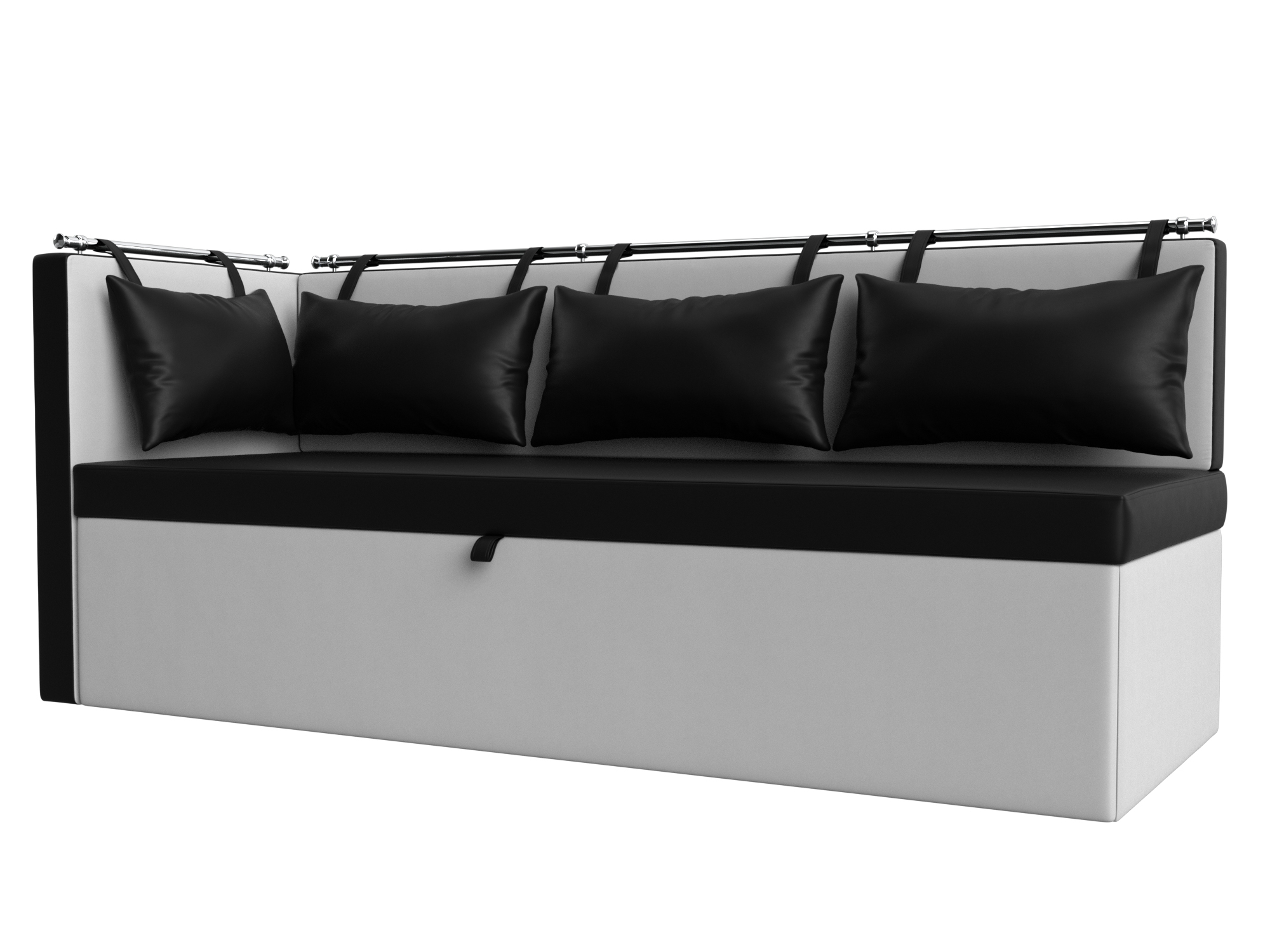 Кухонный диван Метро с углом слева (Черный\Белый)