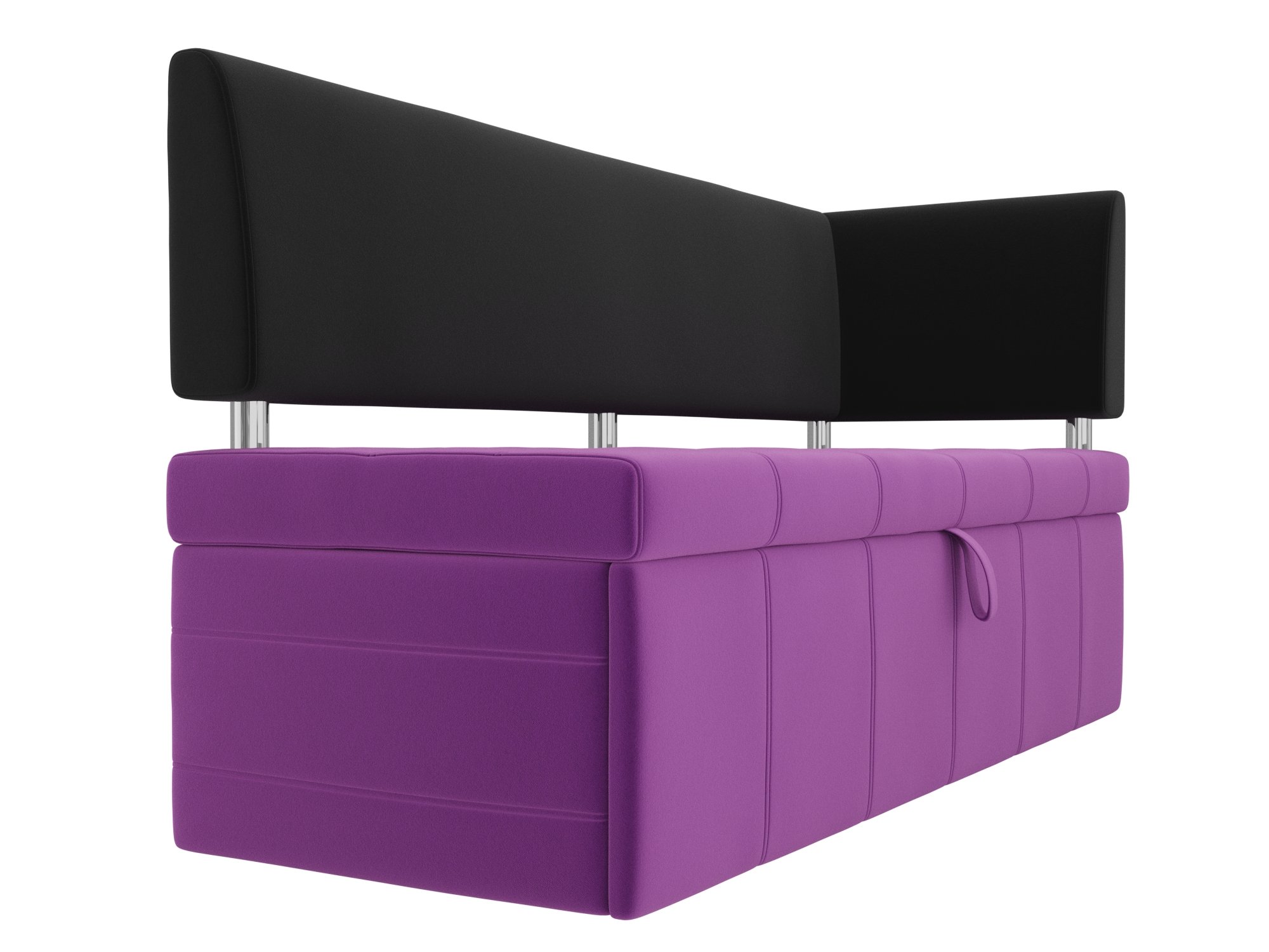 Кухонный прямой диван Стоун с углом правый (Фиолетовый\Черный)