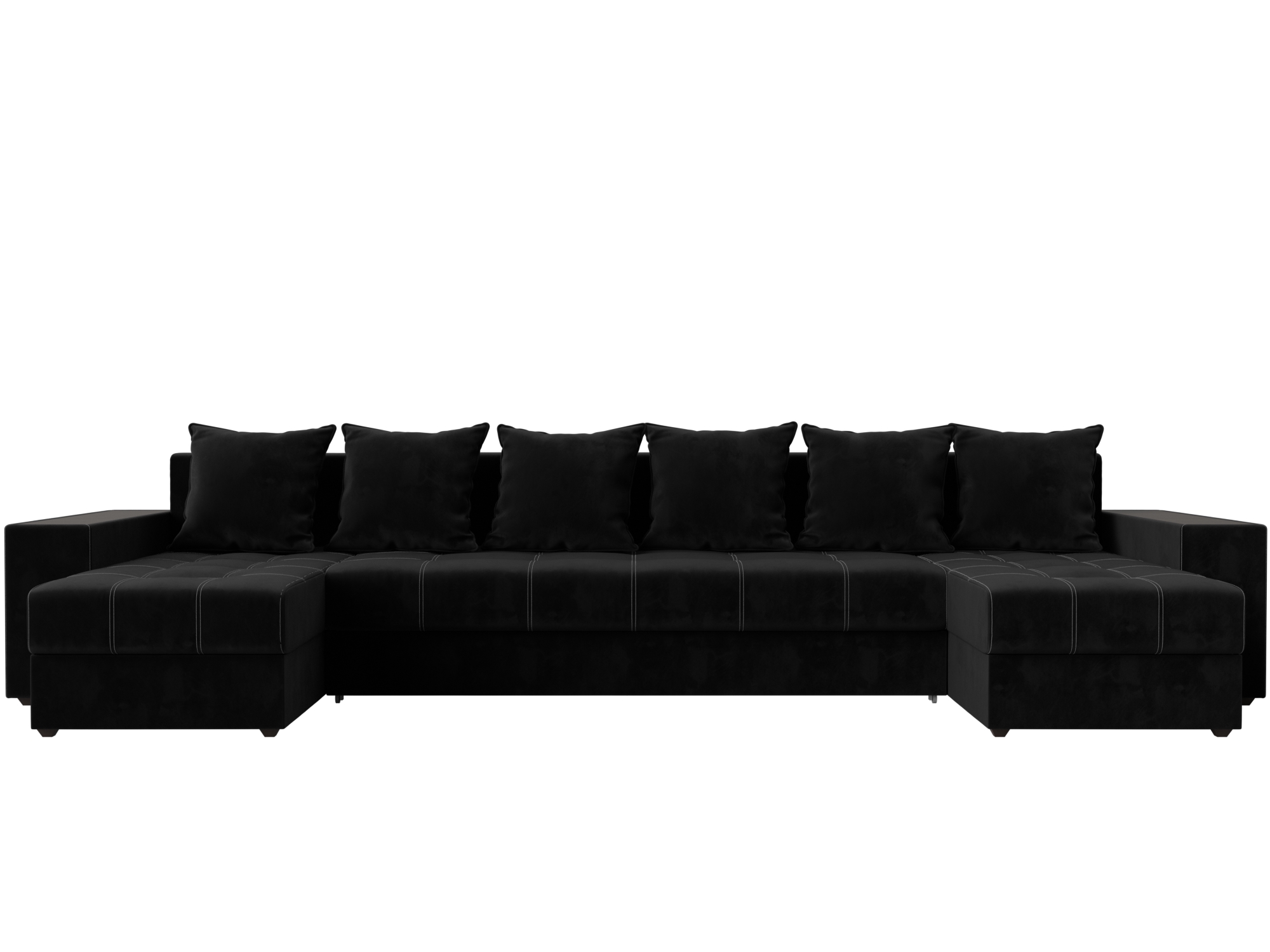 П-образный диван Дубай полки слева (Черный)