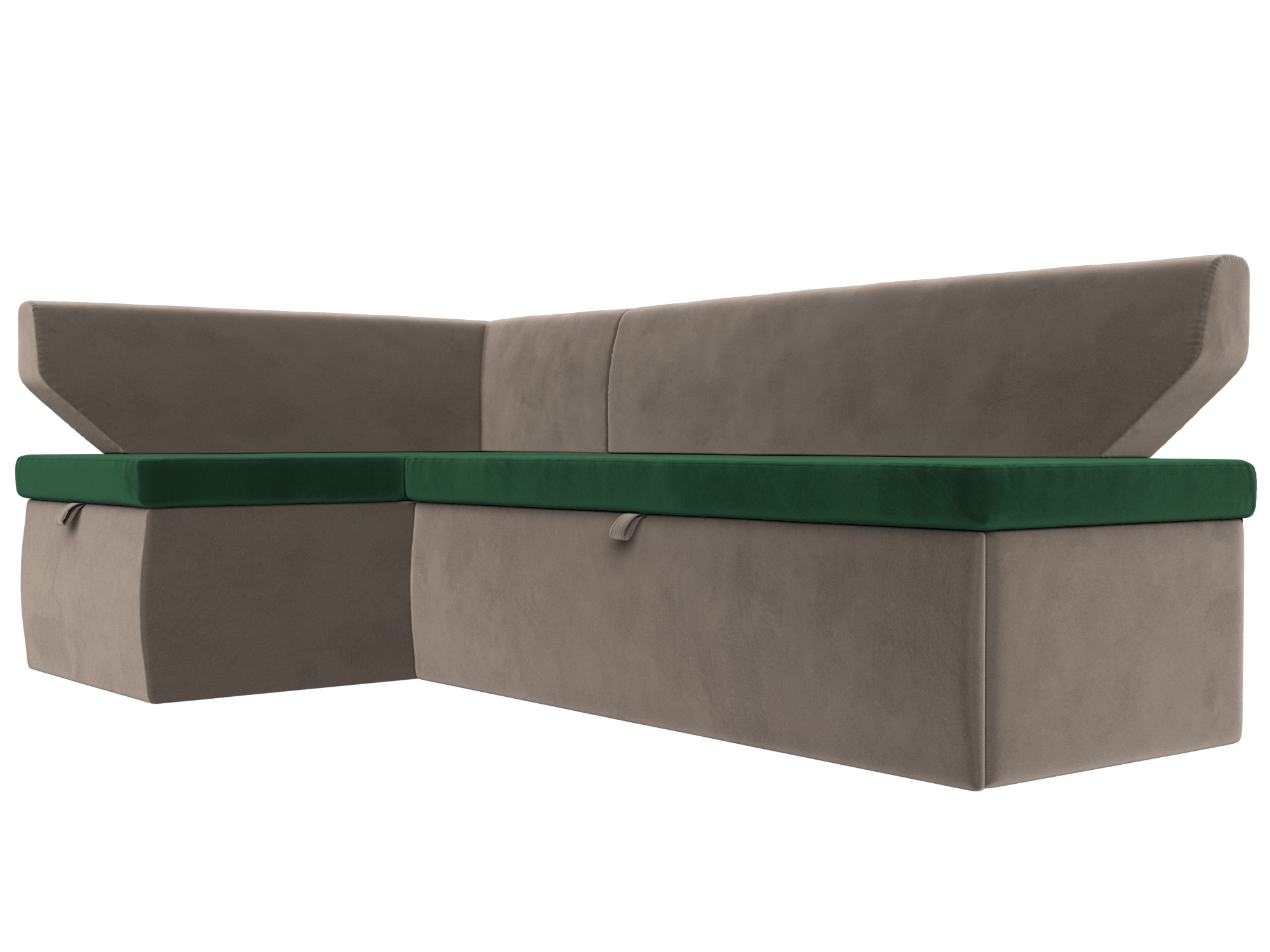 Кухонный угловой диван Омура левый угол (Зеленый\Коричневый)