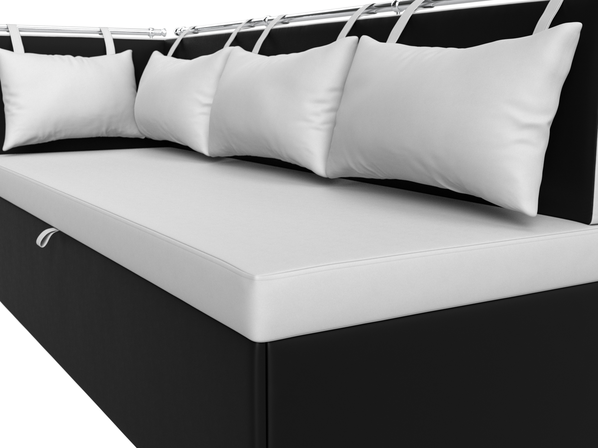 Кухонный диван Метро с углом слева (Белый\Черный)