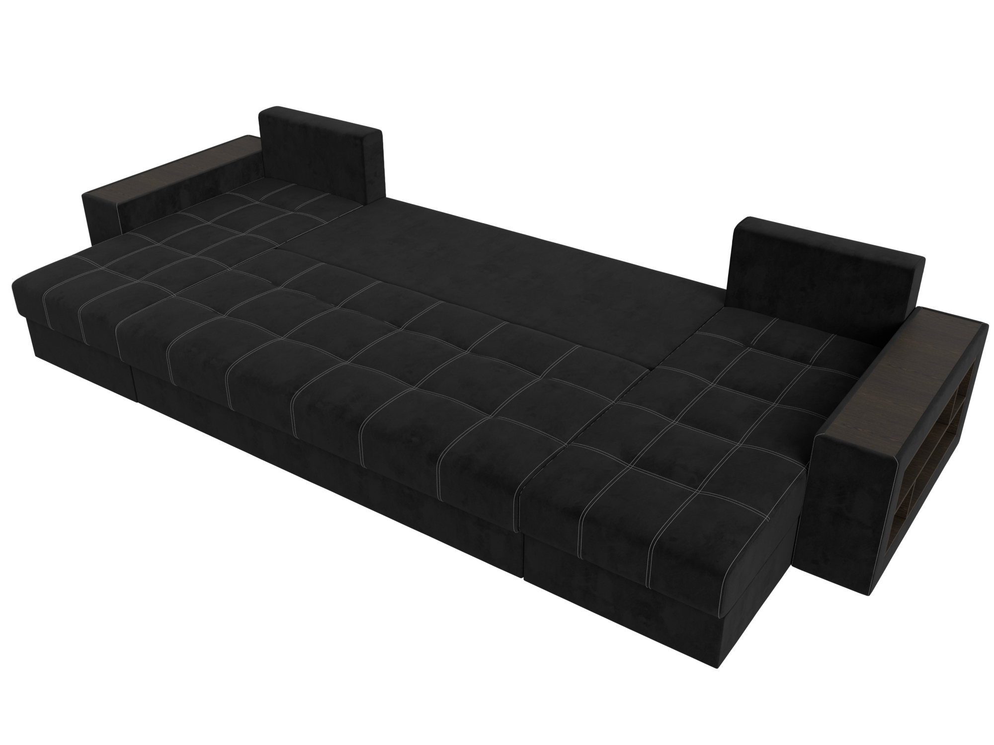 П-образный диван Дубай полки справа (Черный)