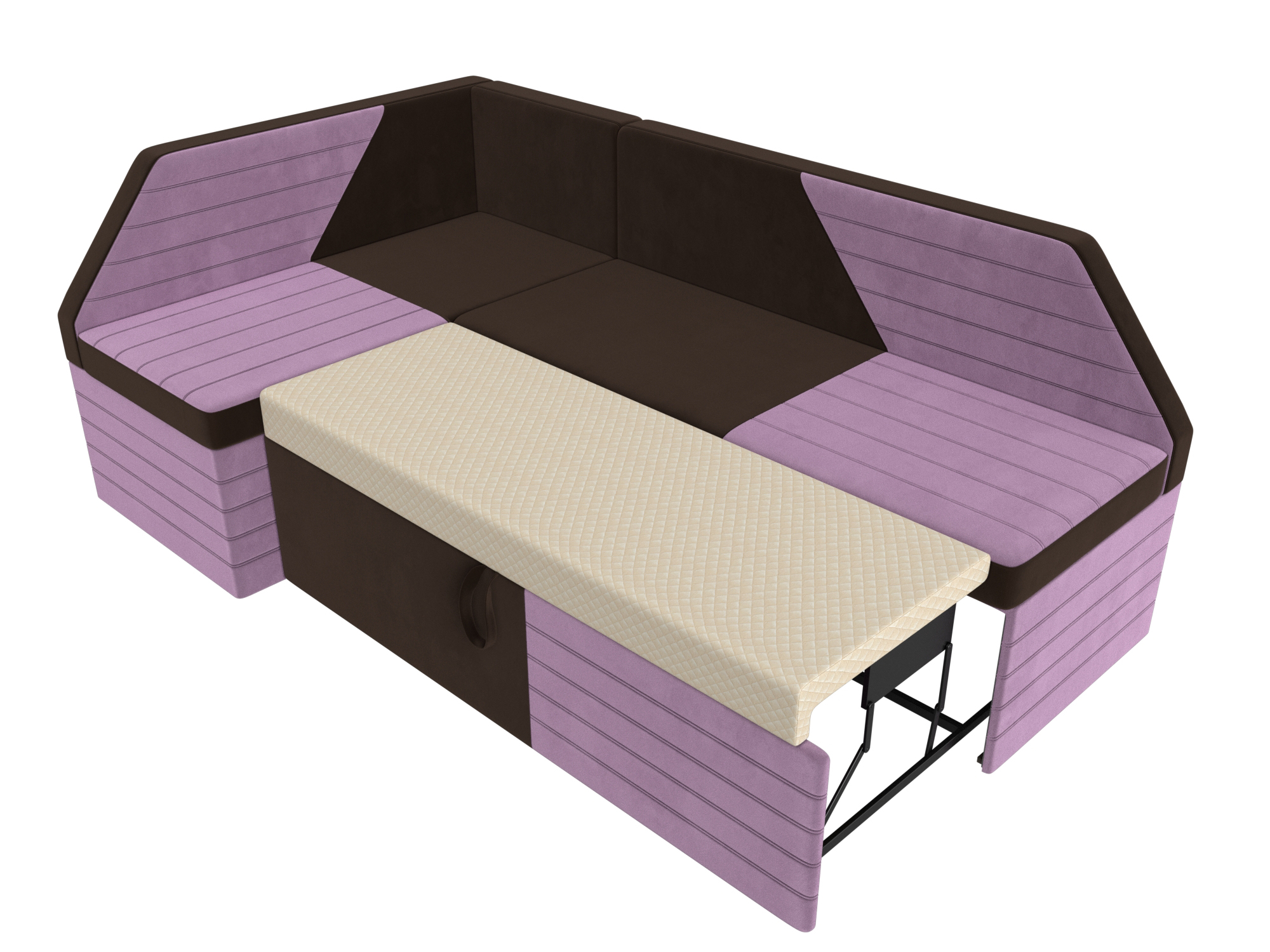 Кухонный угловой диван Дуглас левый угол (Коричневый\Сиреневый)