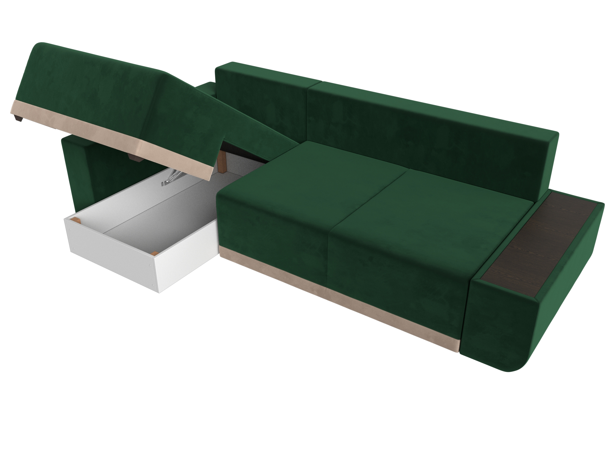 Угловой диван Чикаго левый угол (Зеленый\Бежевый)