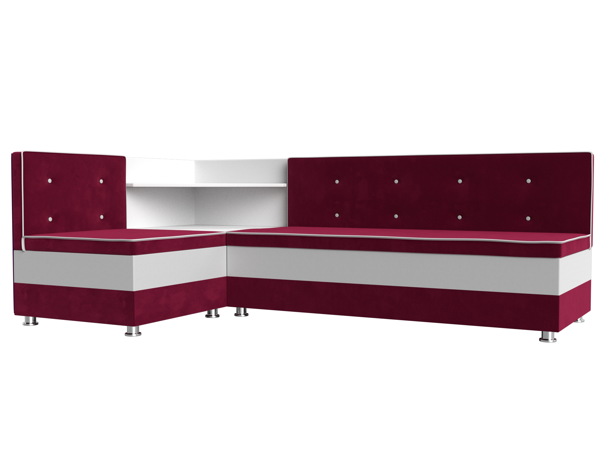 Кухонный угловой диван Милан левый угол (Бордовый\Белый)
