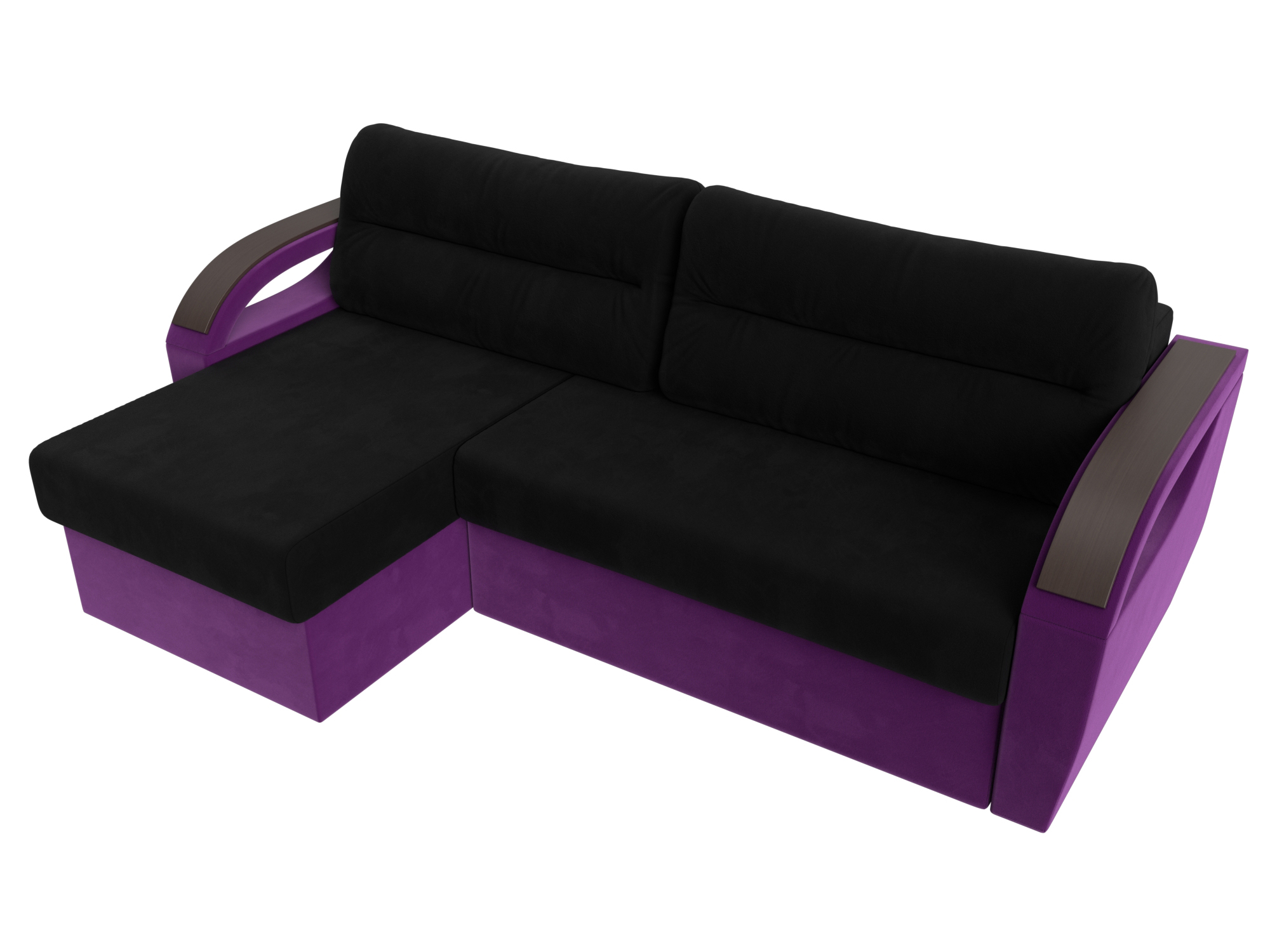 Угловой диван Форсайт левый угол (Черный\Фиолетовый)
