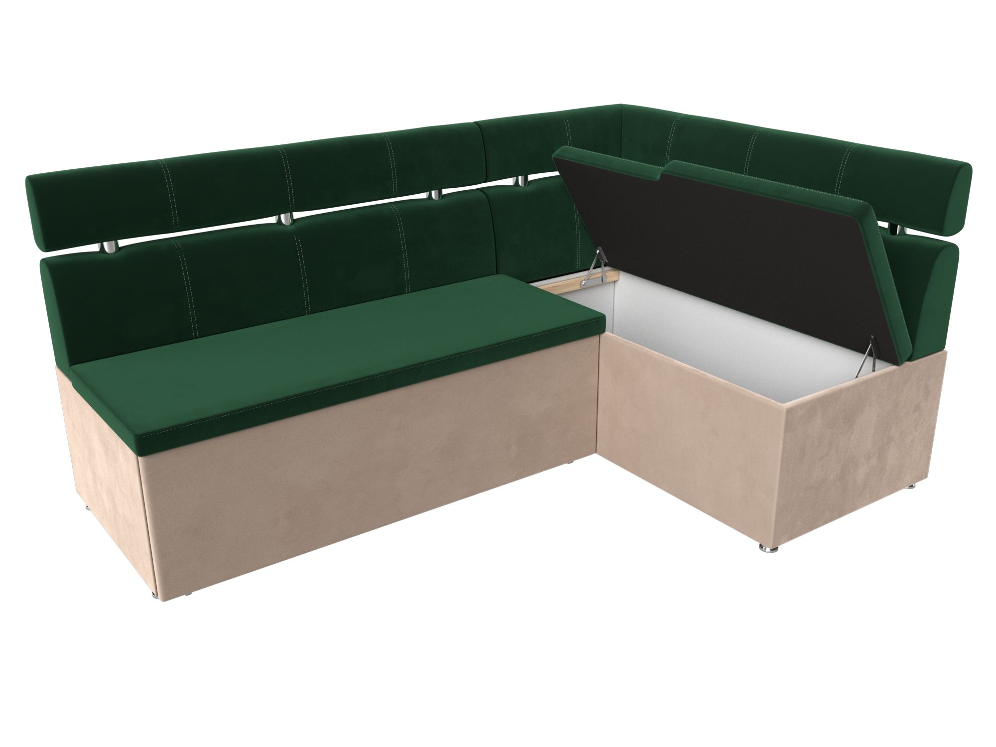 Кухонный угловой диван Классик правый 
угол (Зеленый\Бежевый)