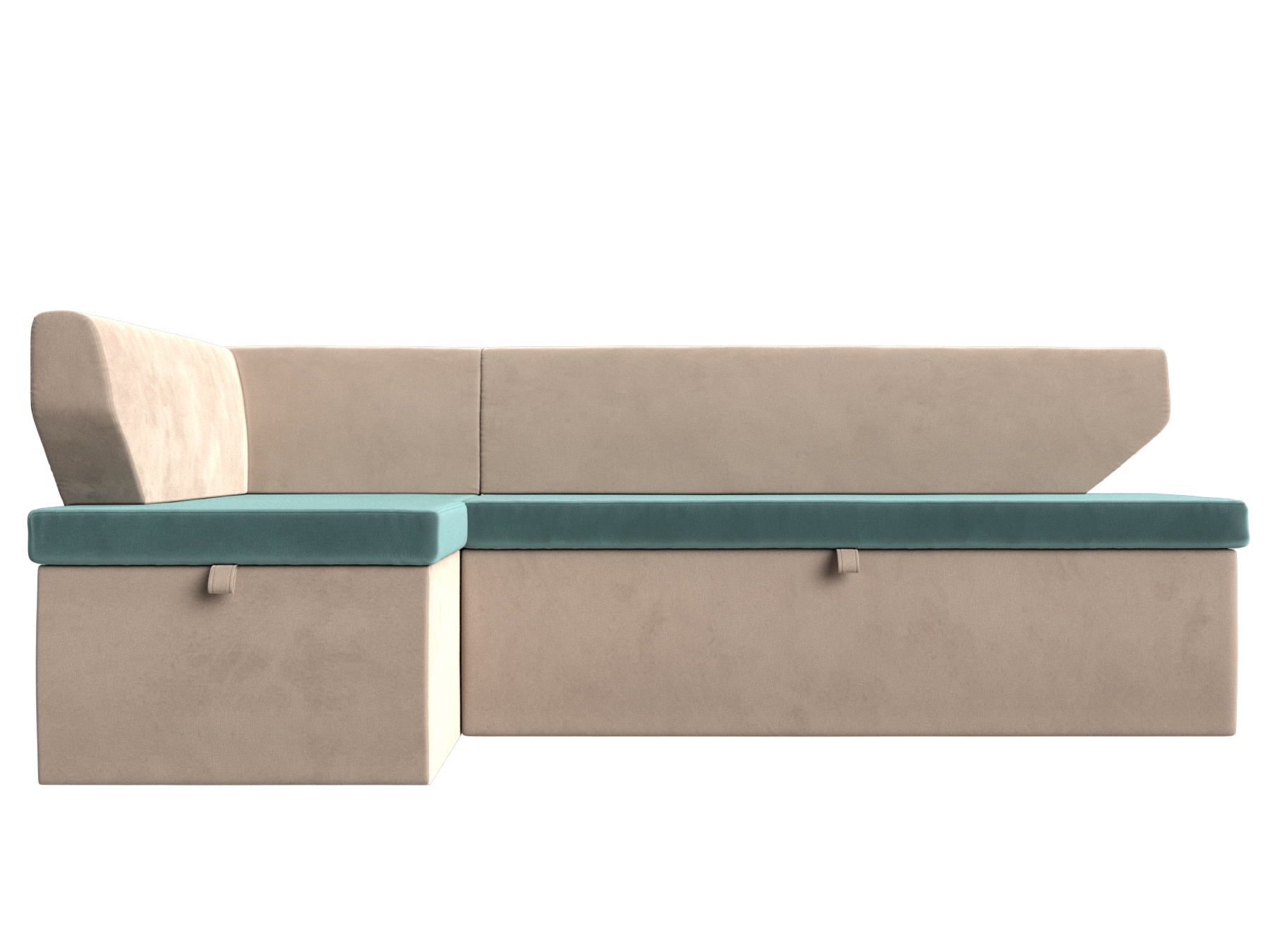 Кухонный угловой диван Омура левый угол (Бирюзовый\Бежевый)