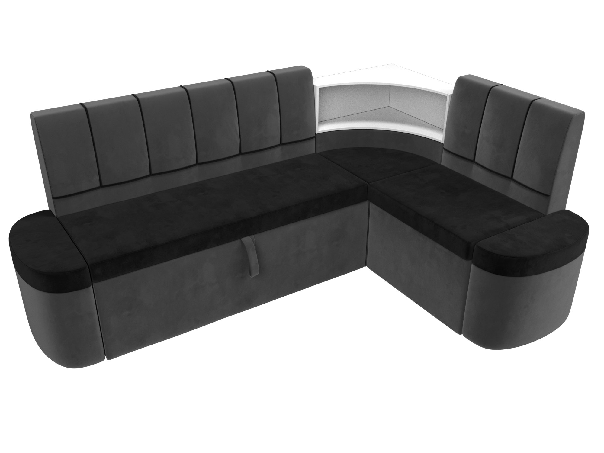 Кухонный угловой диван Тефида правый угол (черный\серый)