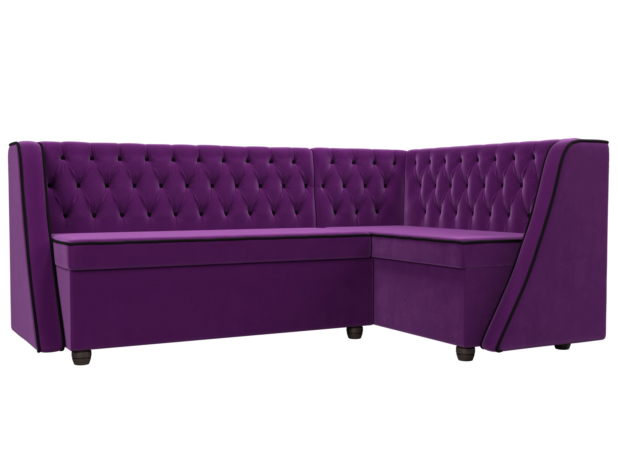Кухонный угловой диван Лофт правый угол (Фиолетовый\Черный)