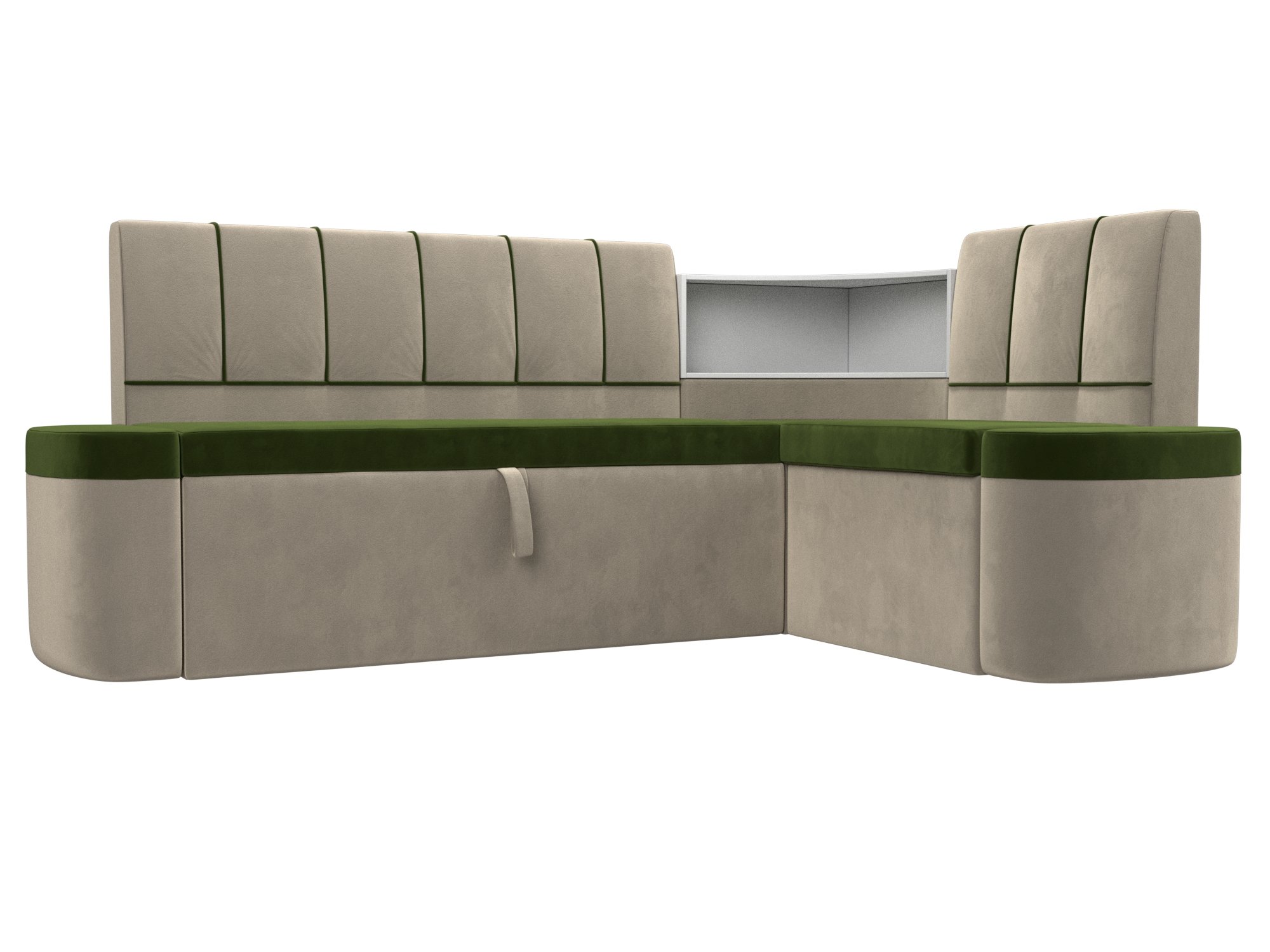 Кухонный угловой диван Тефида (Зеленый\Бежевый)