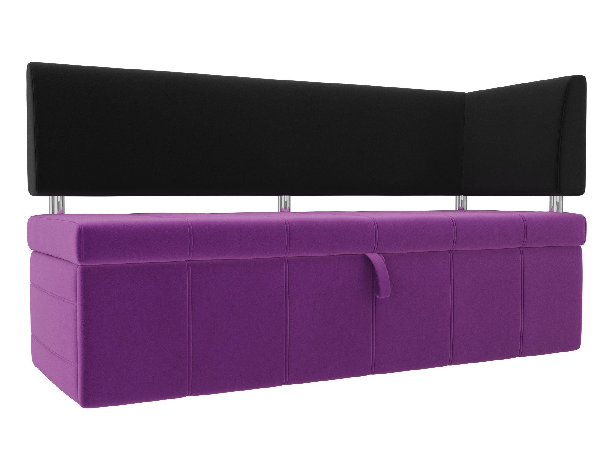 Кухонный прямой диван Стоун с углом правый (Фиолетовый\Черный)