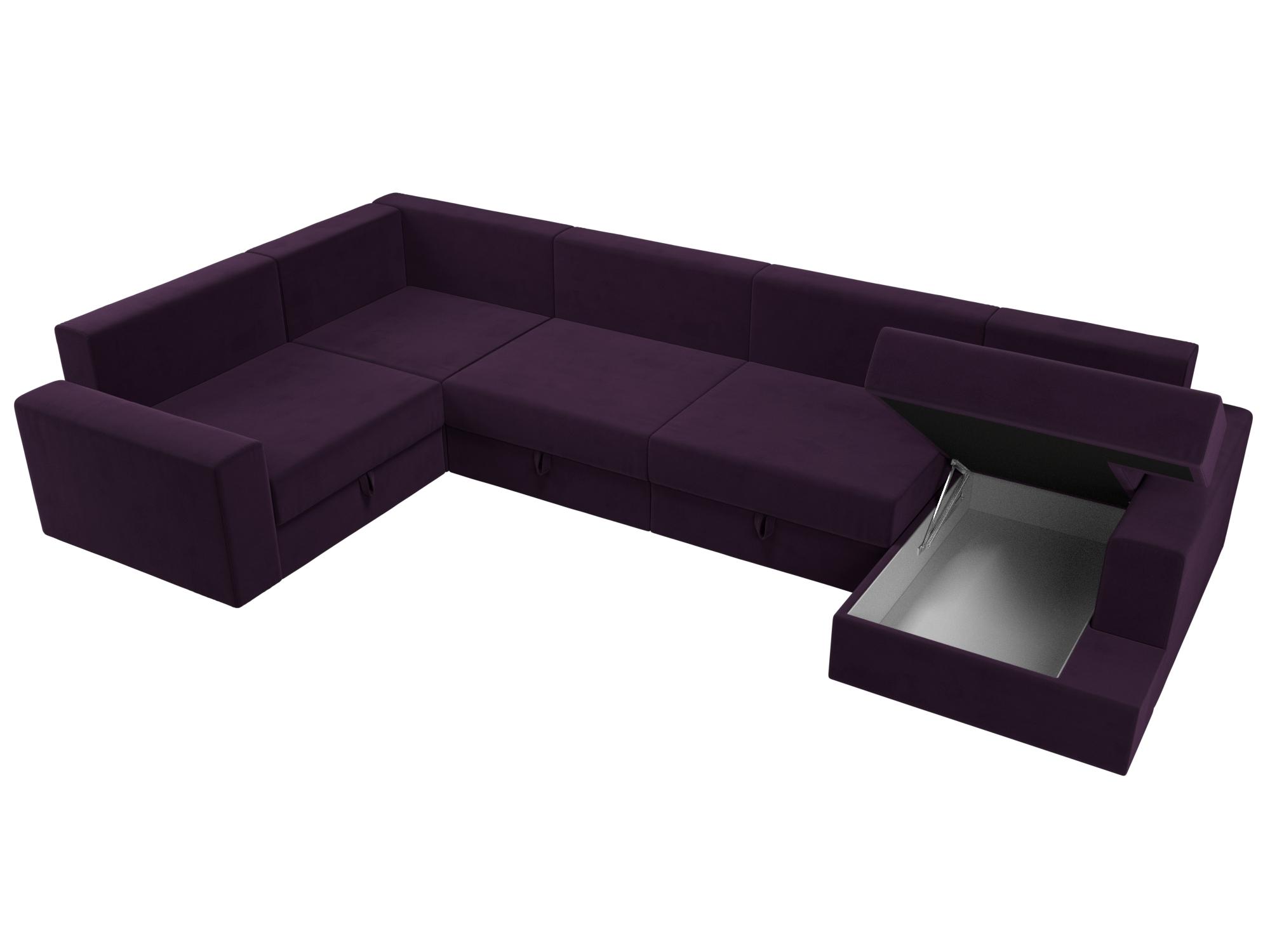 П-образный диван Майами правый угол (Фиолетовый\Фиолетовый\Бежевый)