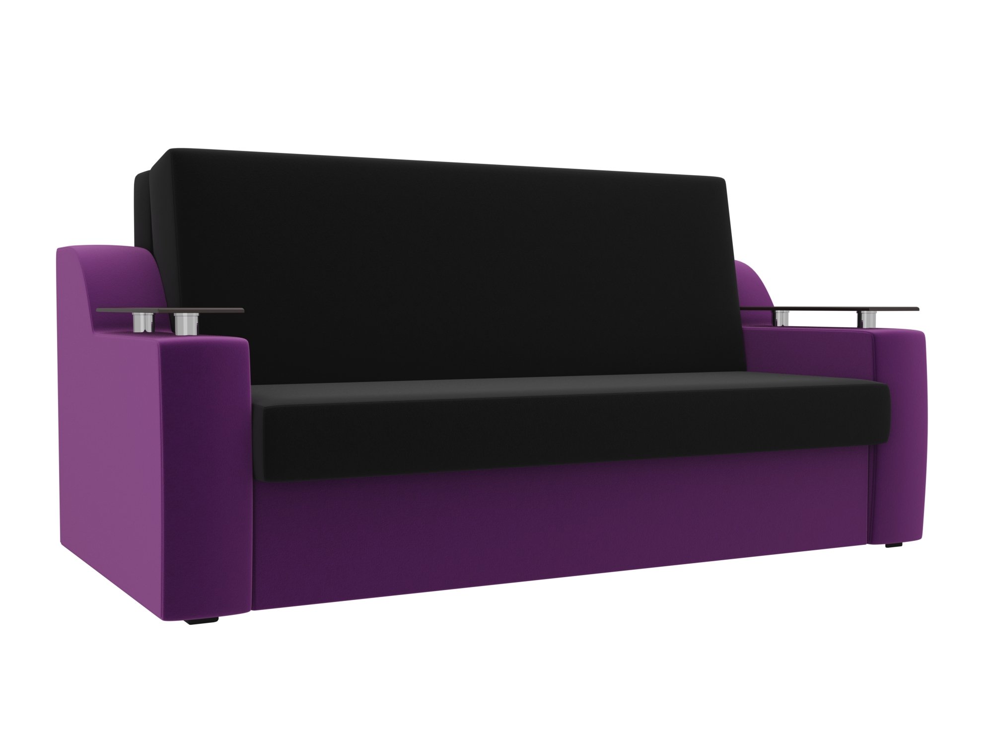 Прямой диван аккордеон Сенатор 160 (Черный\Фиолетовый)