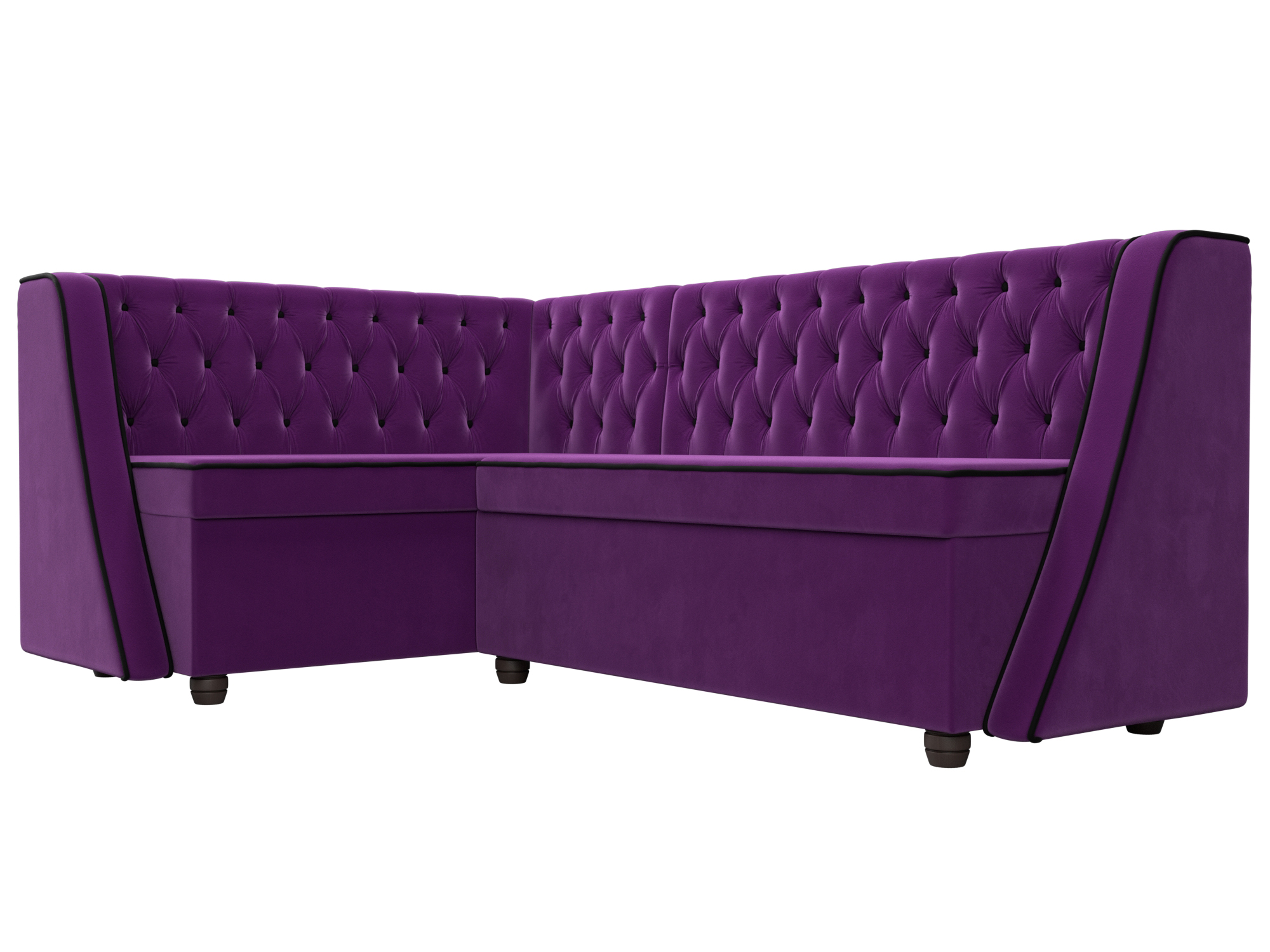 Кухонный угловой диван Лофт левый угол (Фиолетовый\Черный)
