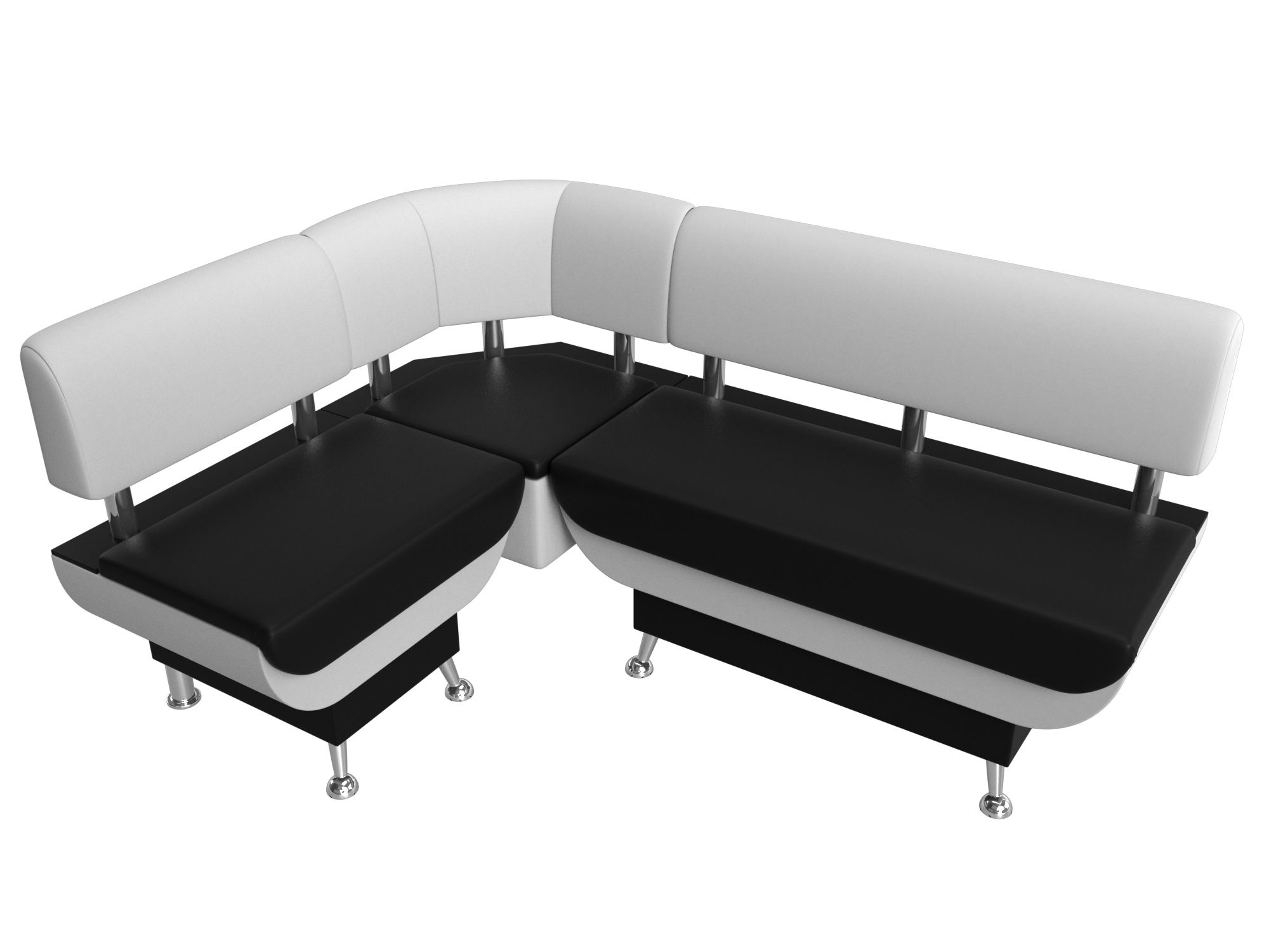 Кухонный угловой диван Альфа левый угол (Черный\Белый)