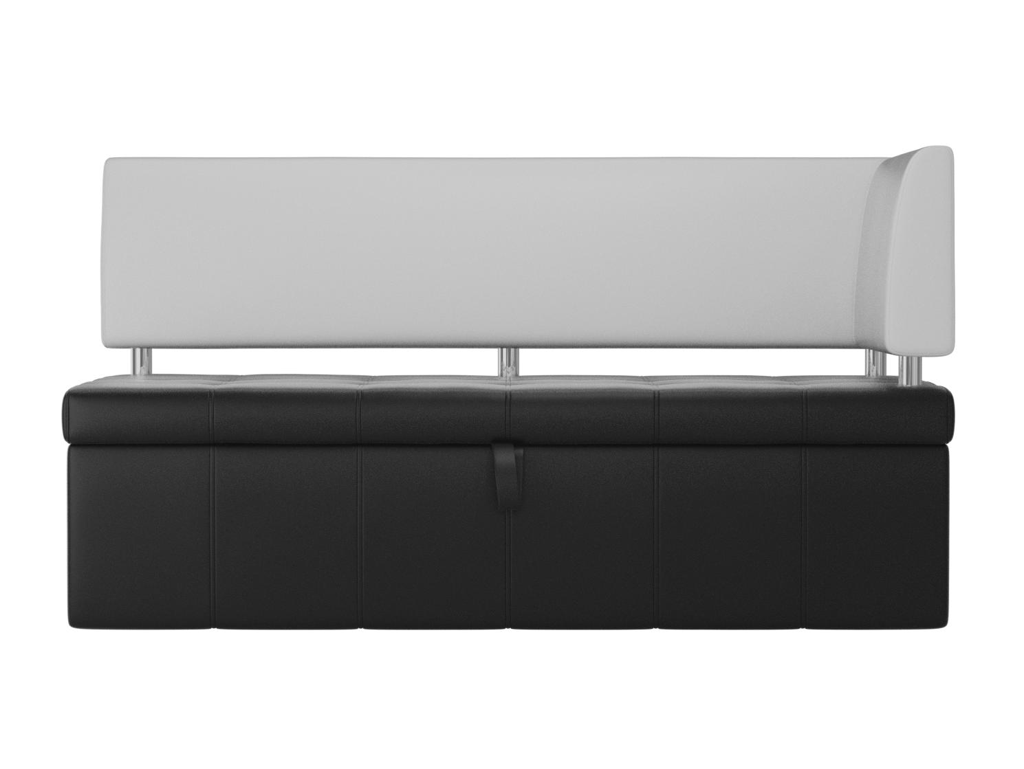 Кухонный прямой диван Стоун с углом правый (Черный\Белый)