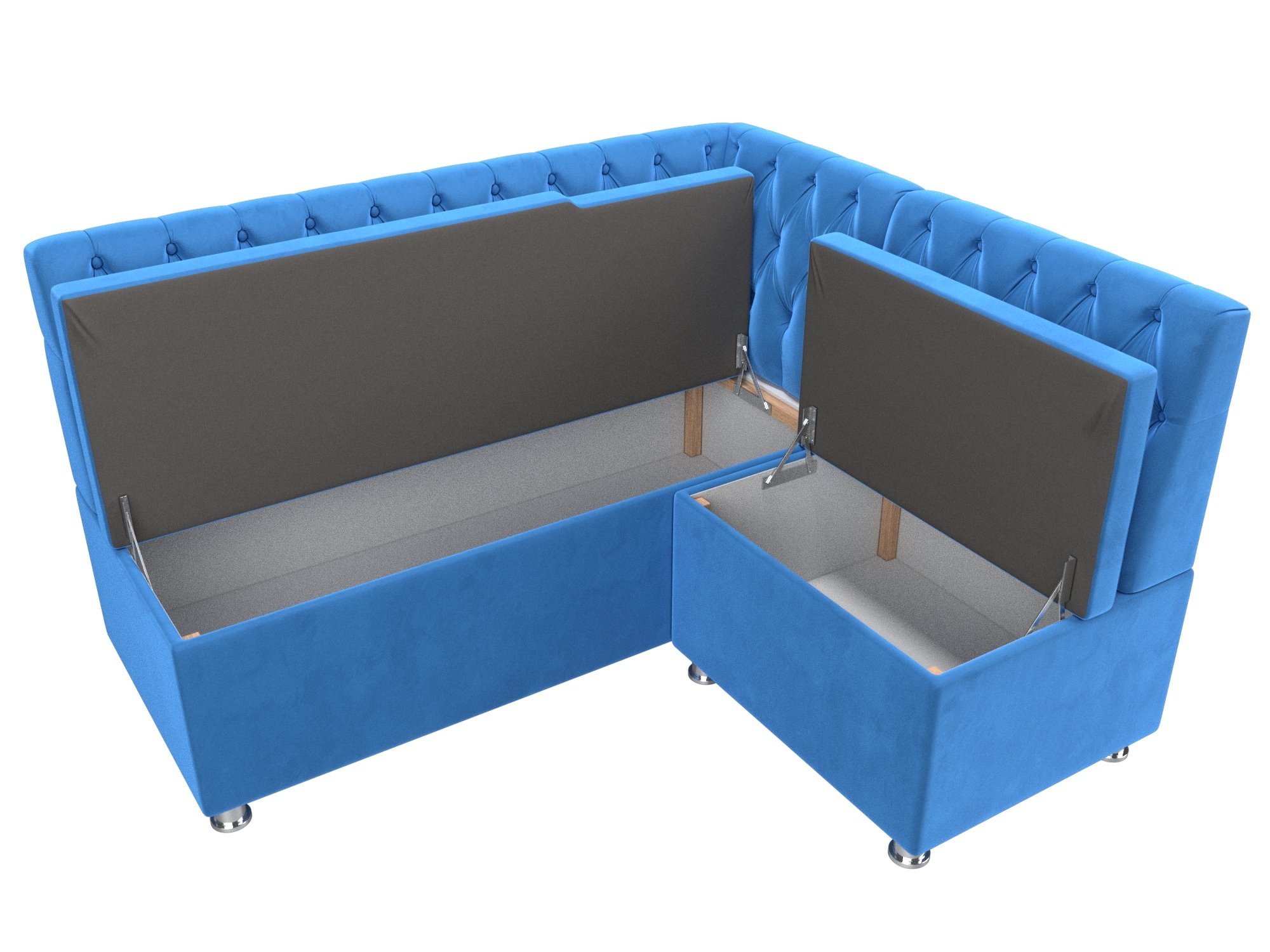 Кухонный угловой диван Мирта правый угол (Голубой)