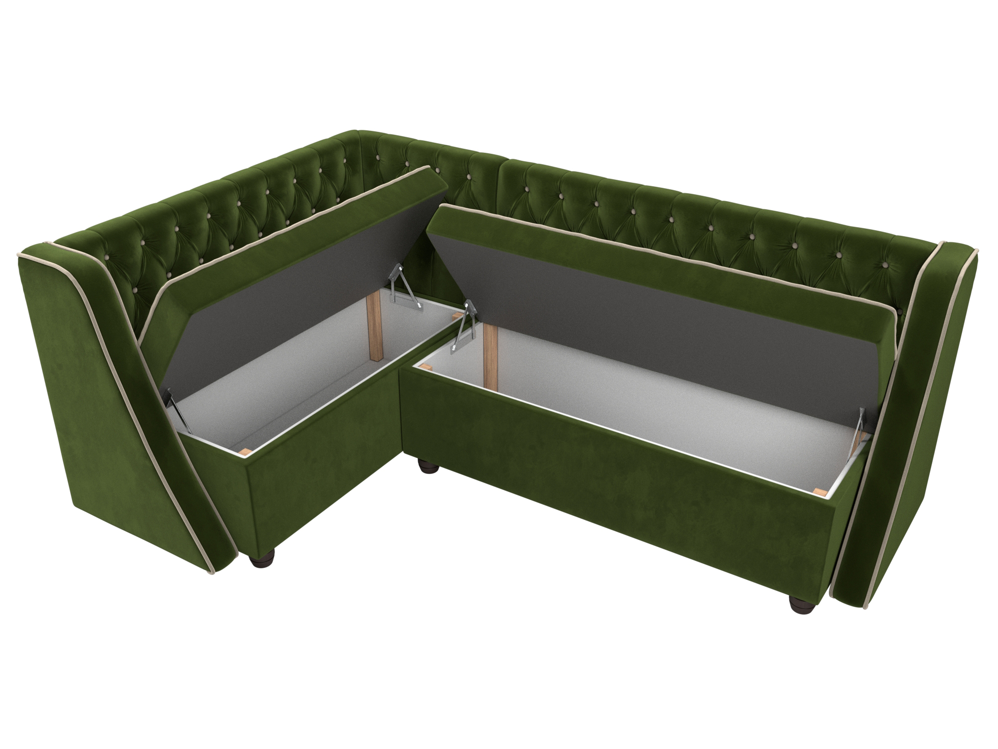 Кухонный угловой диван Лофт левый угол (Зеленый\Бежевый)