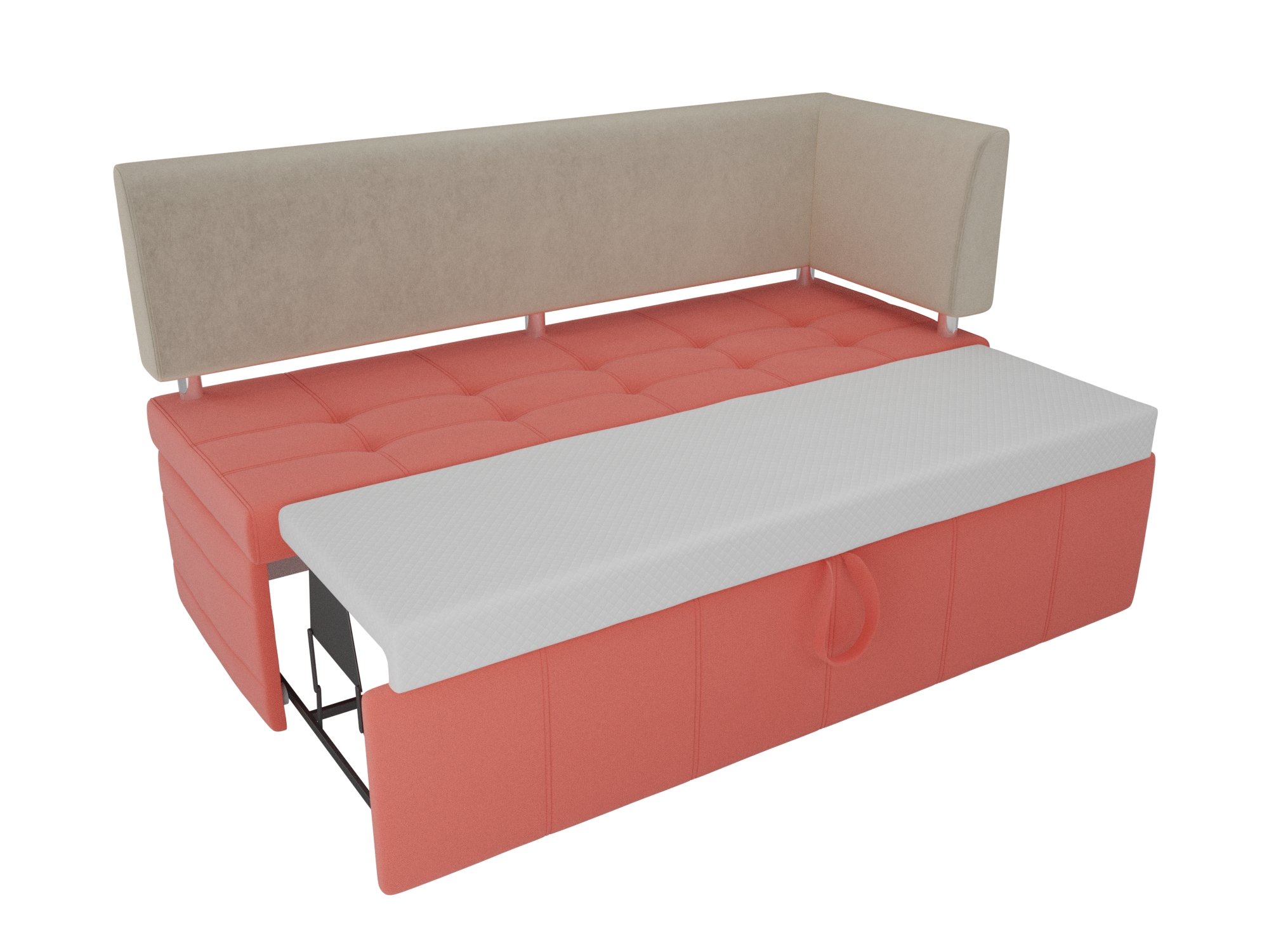 Кухонный прямой диван Стоун с углом правый (Коралловый\Бежевый)