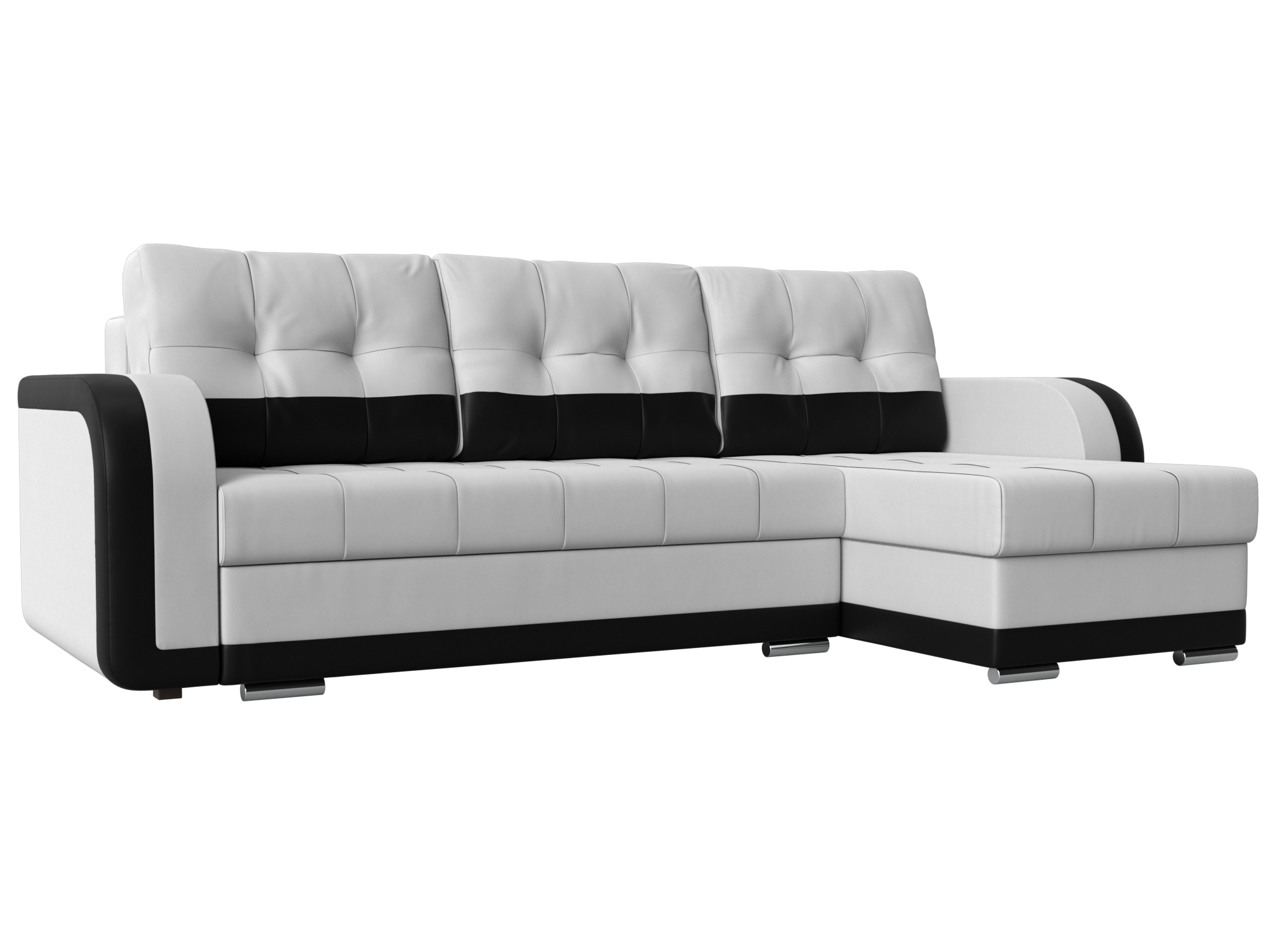 Угловой диван Марсель правый угол (Белый\Черный)