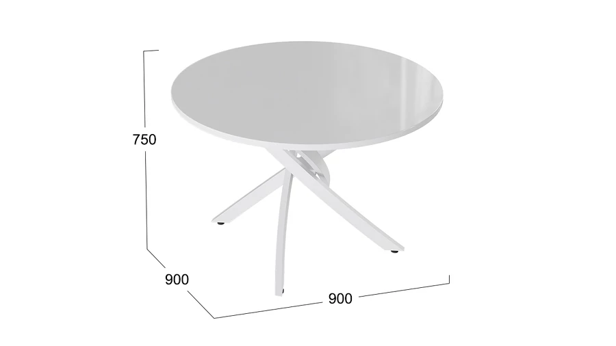 Стол обеденный Diamond Тип 2 - КМ+02.68.000.167 Белый муар, Белый глянец