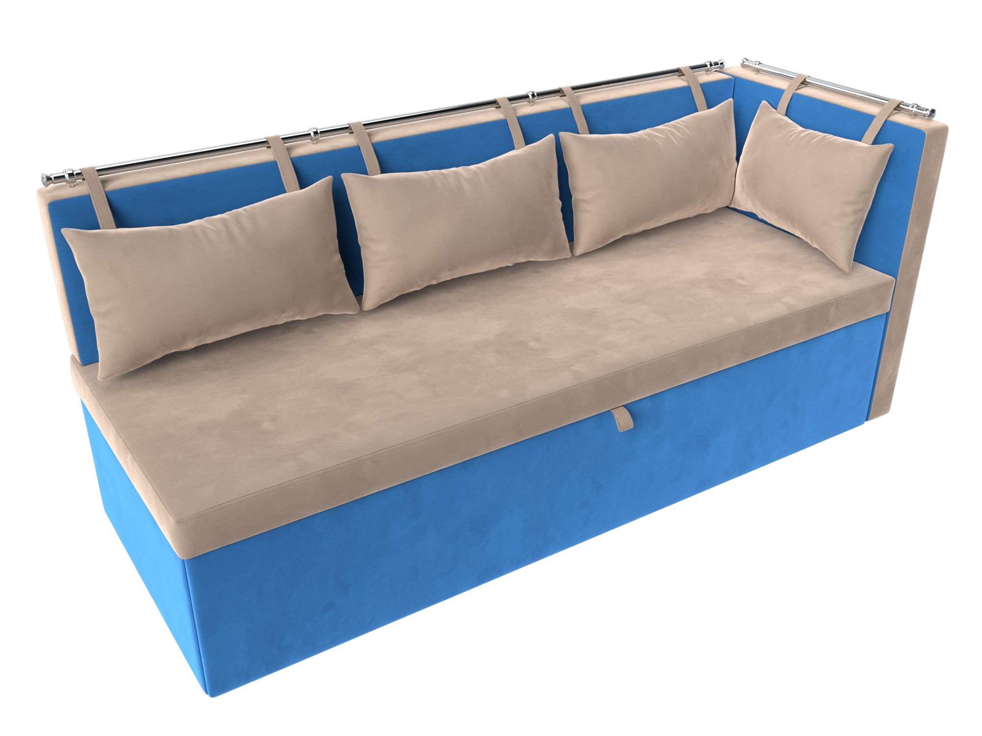Кухонный диван Метро с углом справа (Бежевый\Голубой)