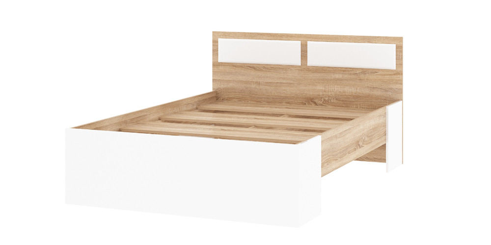 Кровать КР-1400 Беатрис с настилом дуб Сонома-Белый глянец