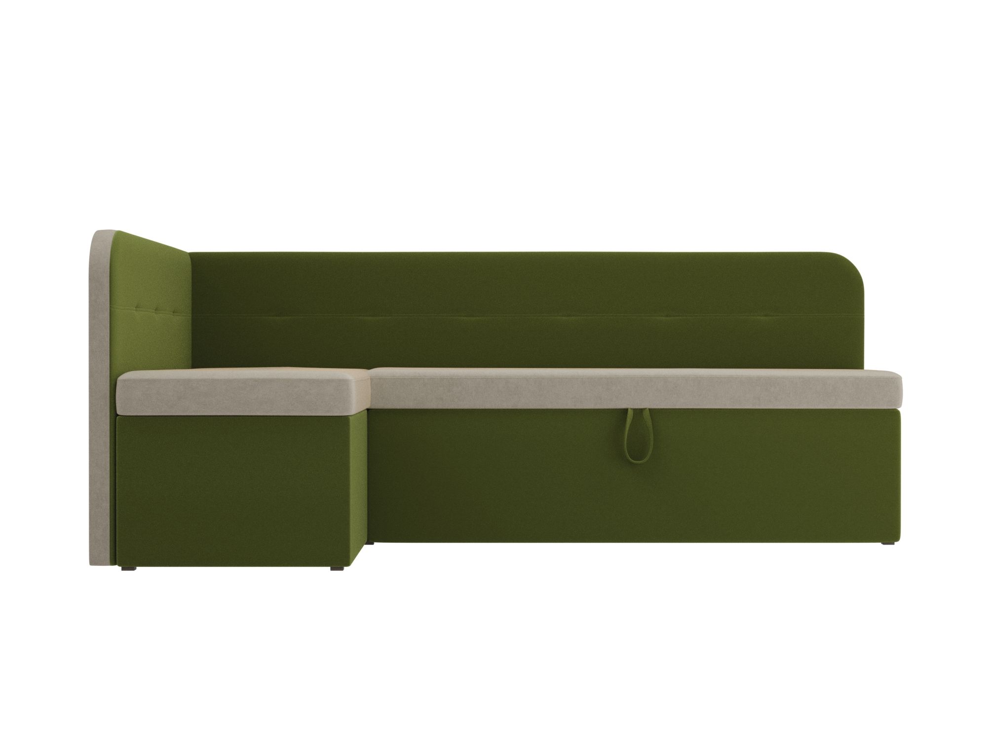 Кухонный угловой диван Форест левый угол (Бежевый\Зеленый)