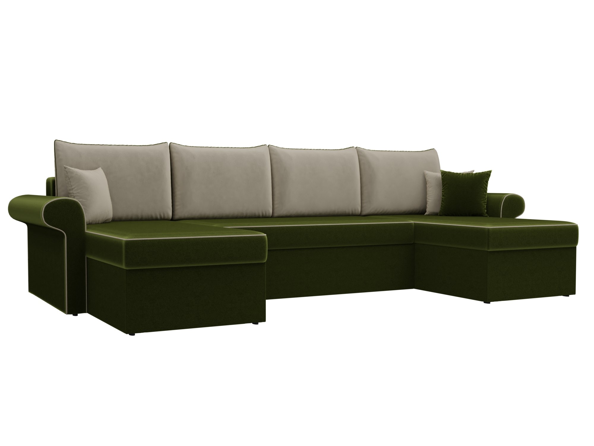 П-образный диван Милфорд (Зеленый\Бежевый)