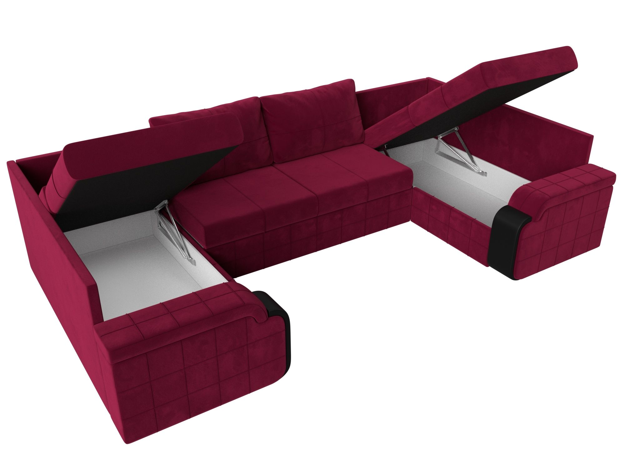 П-образный диван Николь (Бордовый\Черный\Черный)