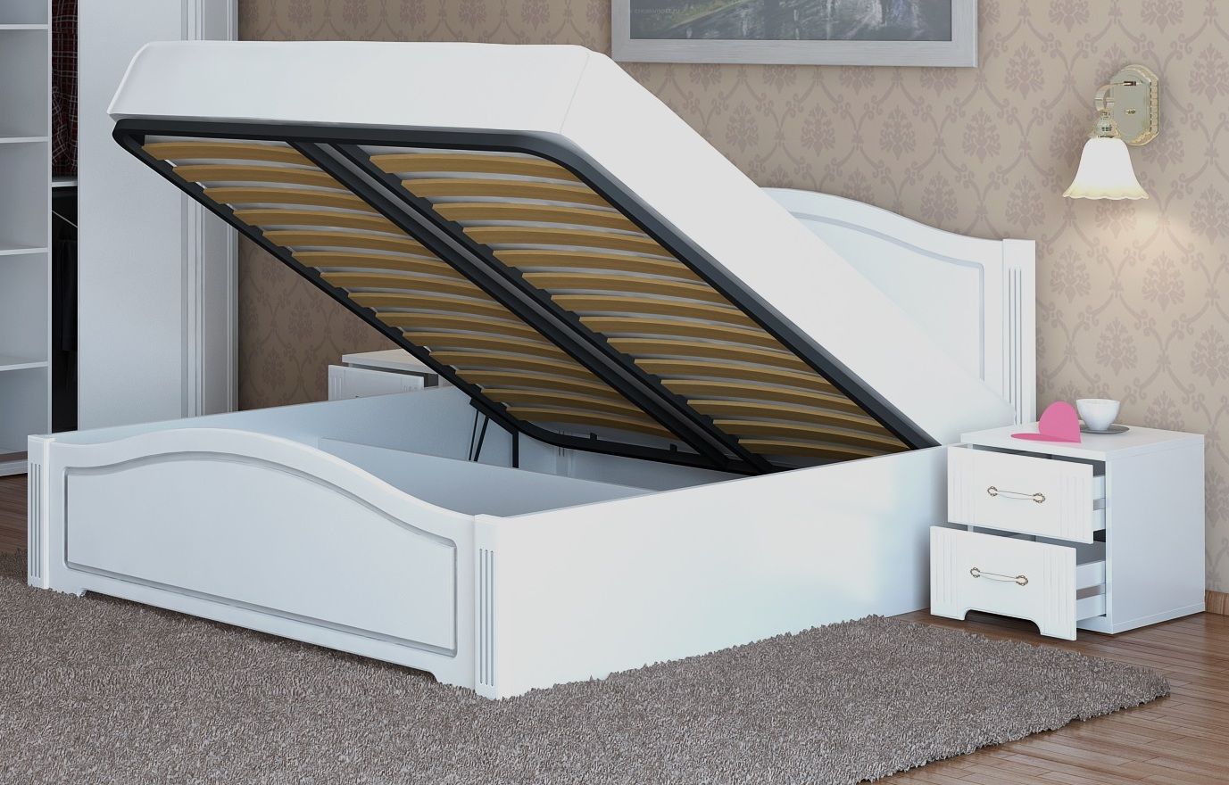 Кровать 160х200 см с подъемным механизмом, без матраса Виктория 05