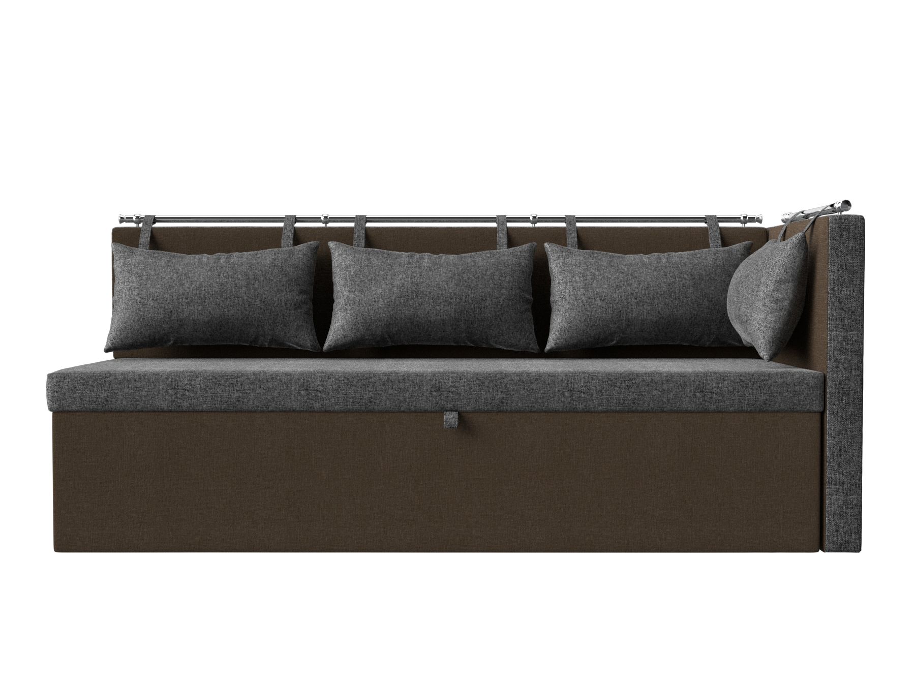 Кухонный диван Метро с углом справа (Серый\Коричневый)