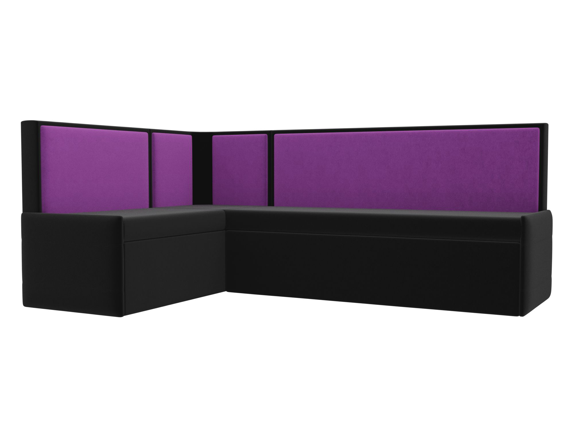 Кухонный угловой диван Кристина левый 
угол (Черный\Фиолетовый)
