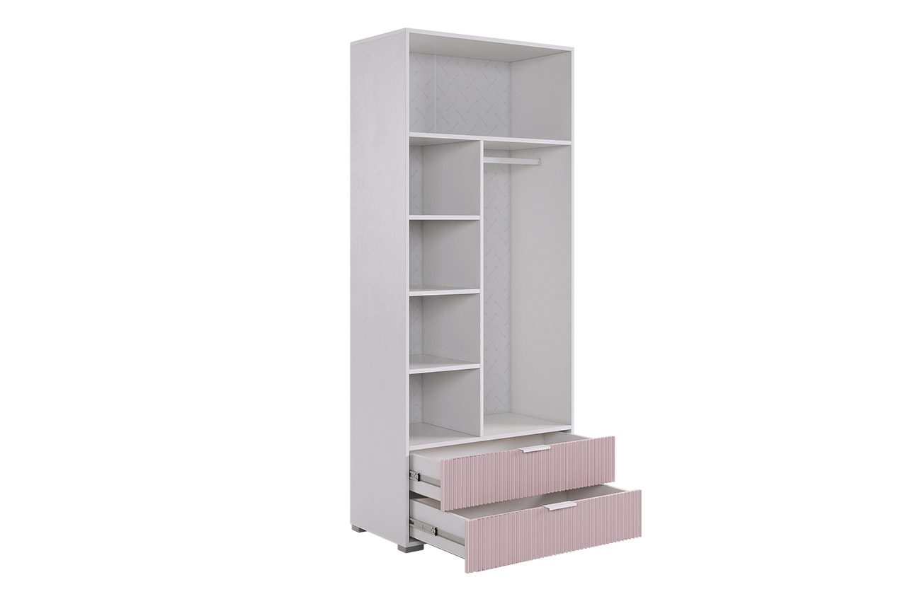 Шкаф двухдверный Зефир  120.01 белое дерево/пудра розовая (эмаль)