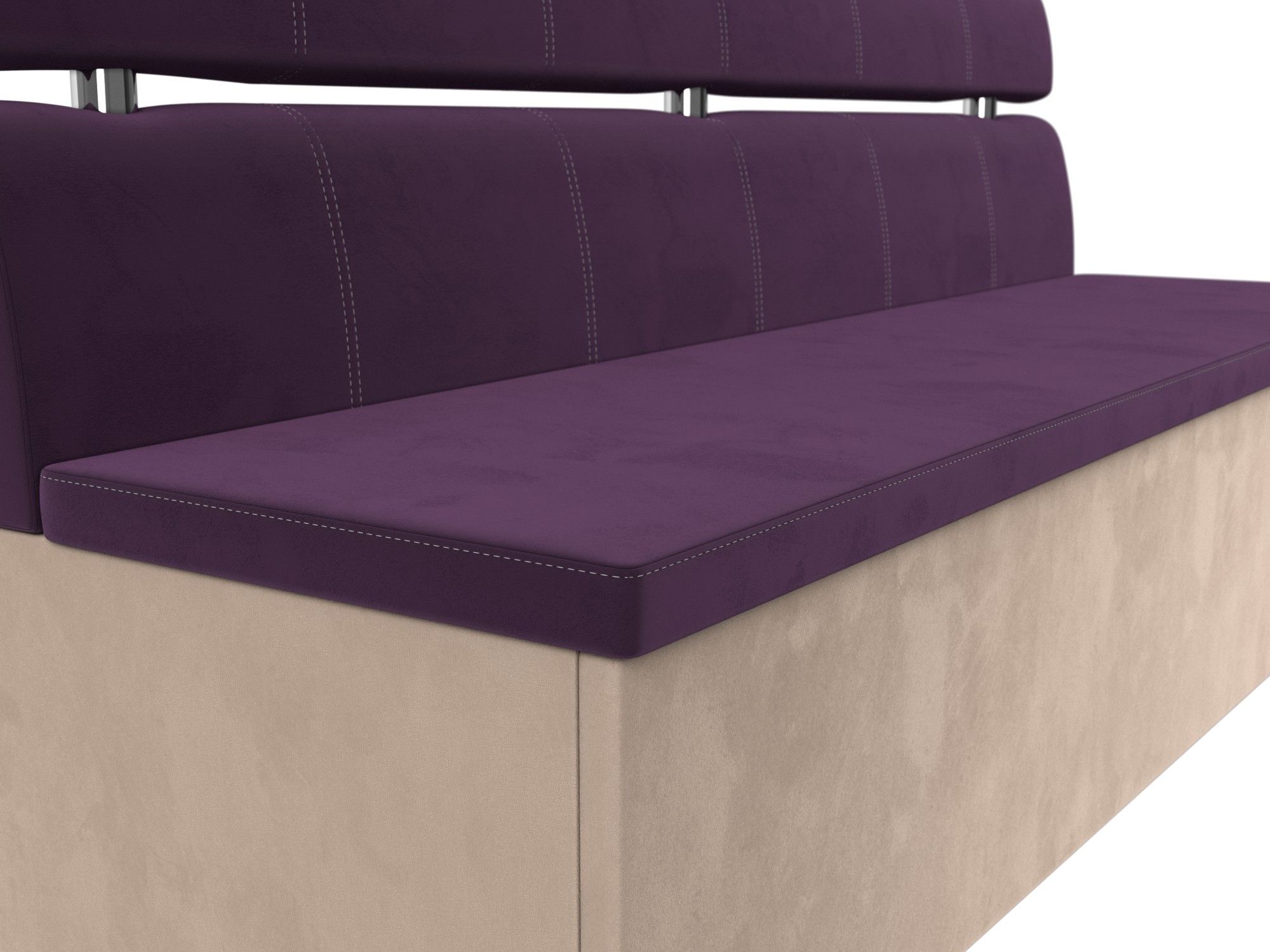 Кухонный прямой диван Классик (Фиолетовый\Бежевый)