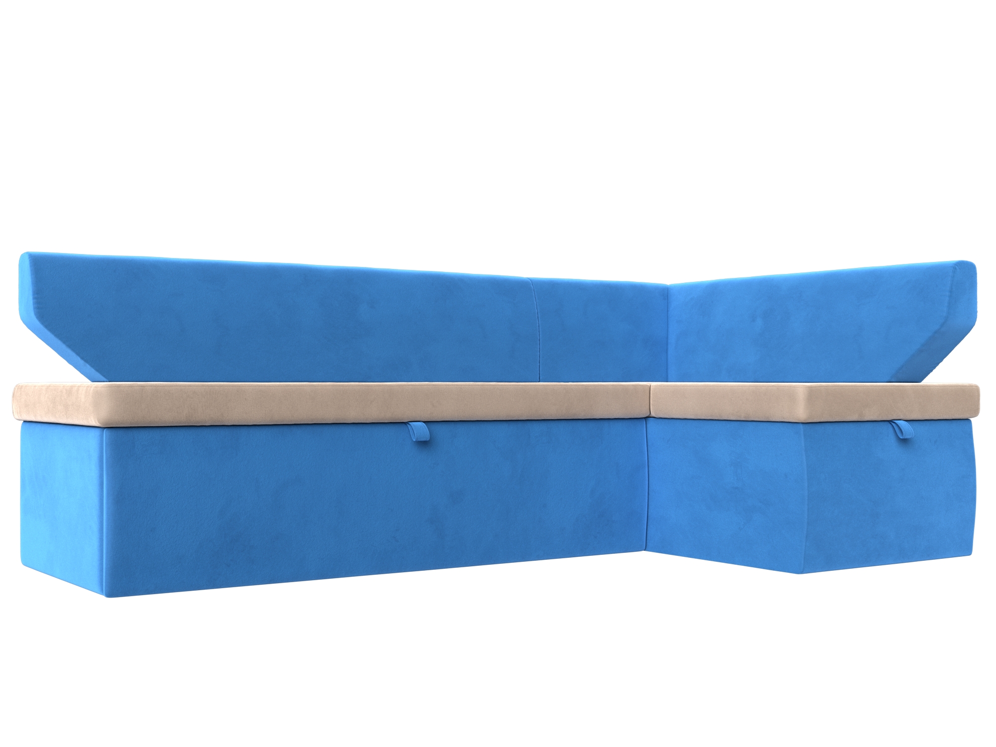 Кухонный угловой диван Омура правый угол (Бежевый\Голубой)