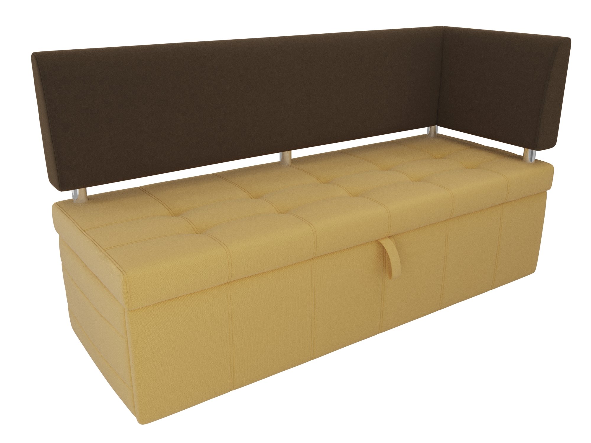 Кухонный прямой диван Стоун с углом правый (Желтый\коричневый)