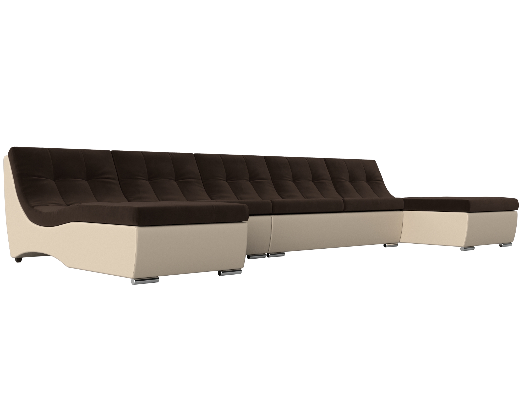 П-образный модульный диван Монреаль Long (Коричневый\Бежевый)