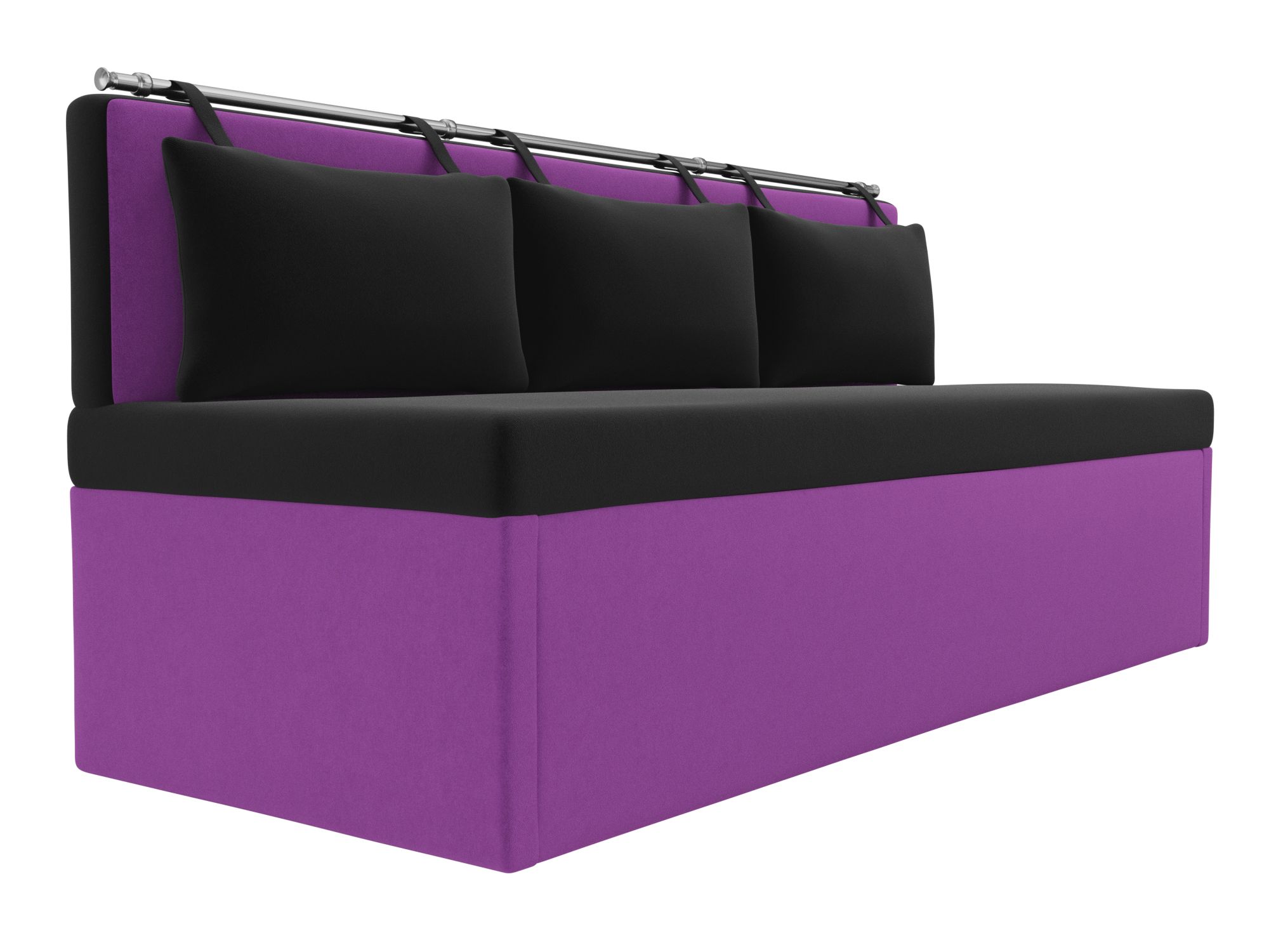 Кухонный прямой диван Метро (Черный\Фиолетовый)