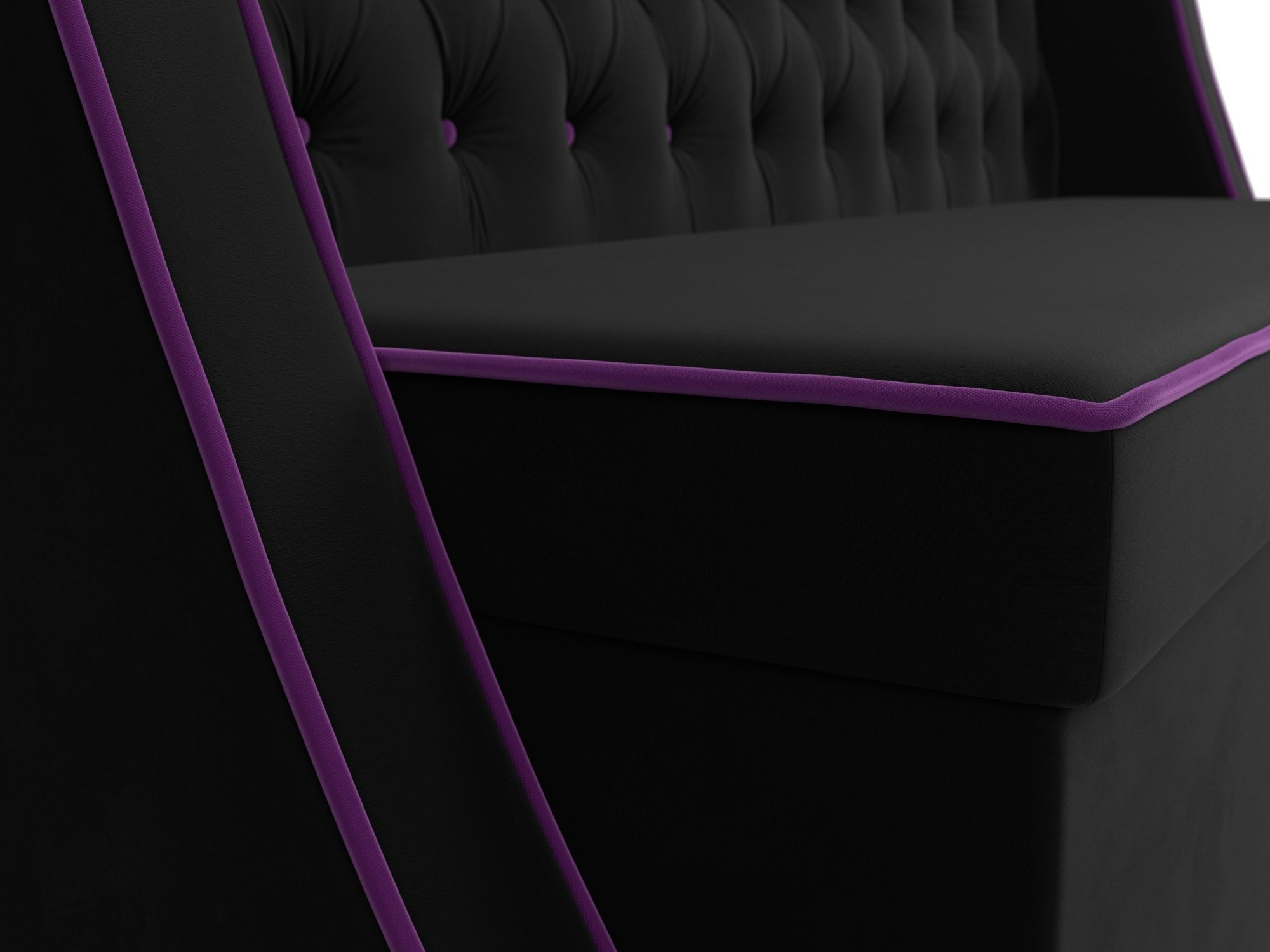 Кухонный прямой диван Лофт (Черный\Фиолетовый)