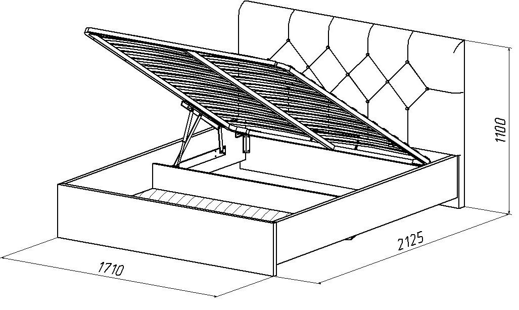 Кровать с подъемным механизмом №370 (велюр синий)